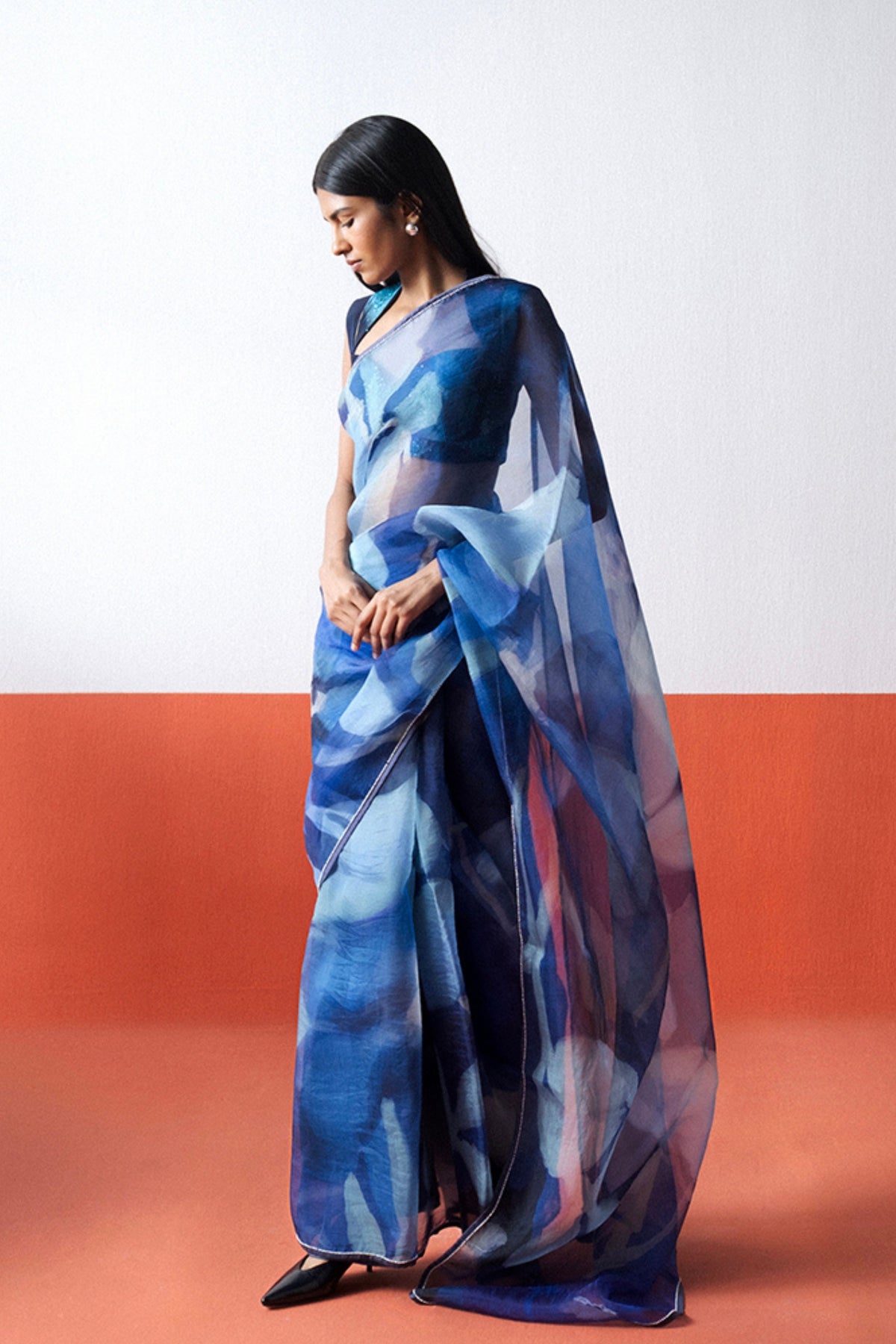 Blue Lagoon Organza Saree
