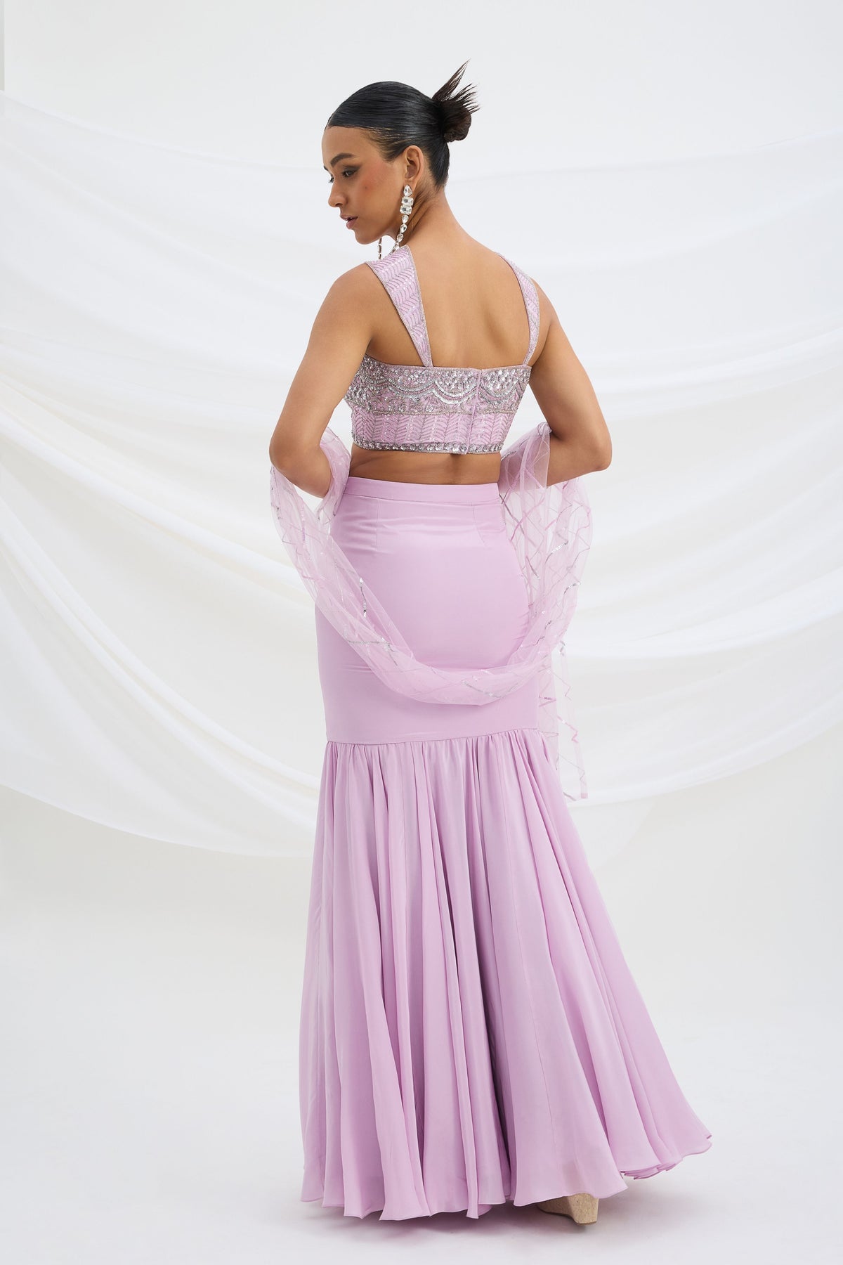 Lilac Fish Cut Skirt Set