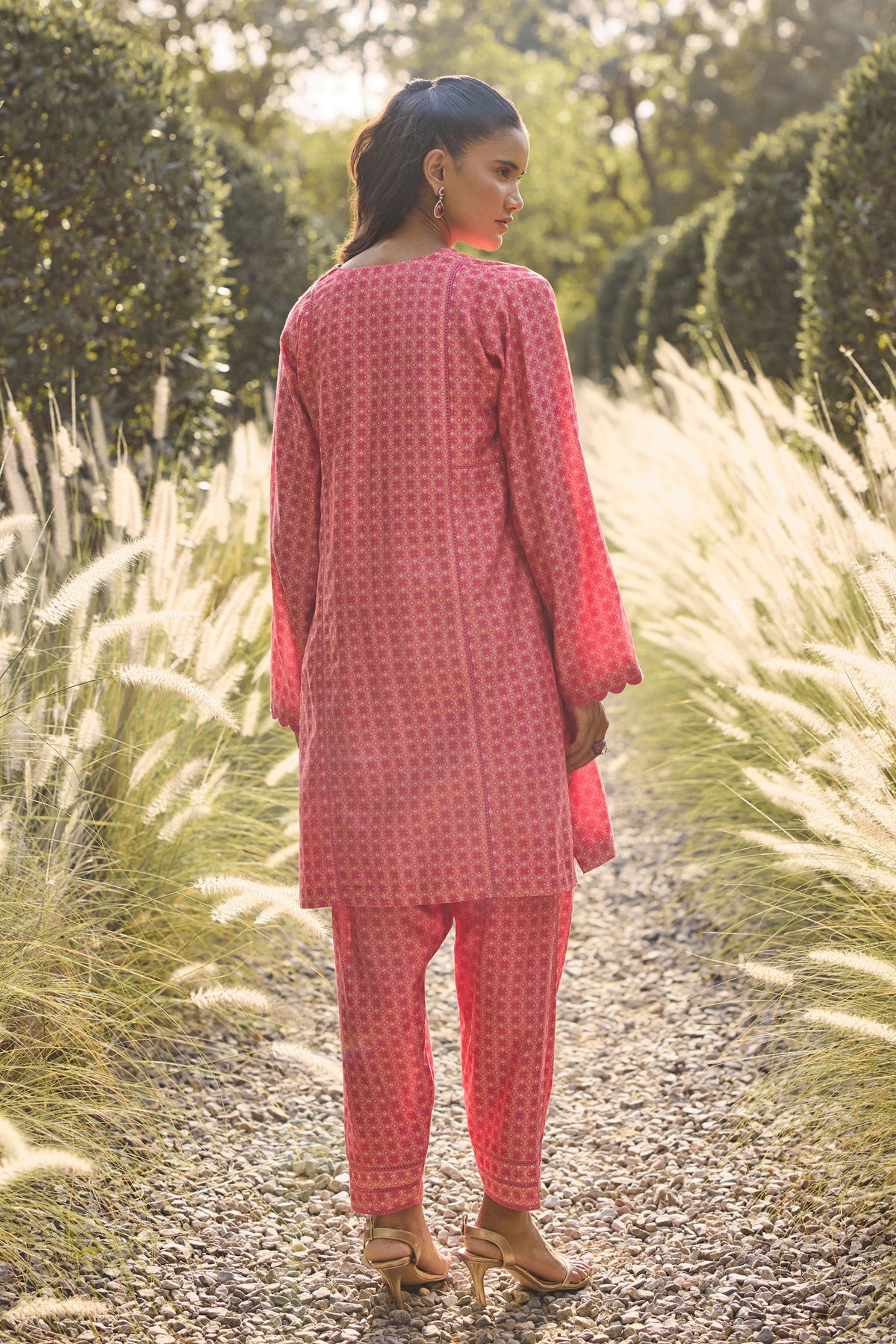 Fuschia Geometric Print Kurta