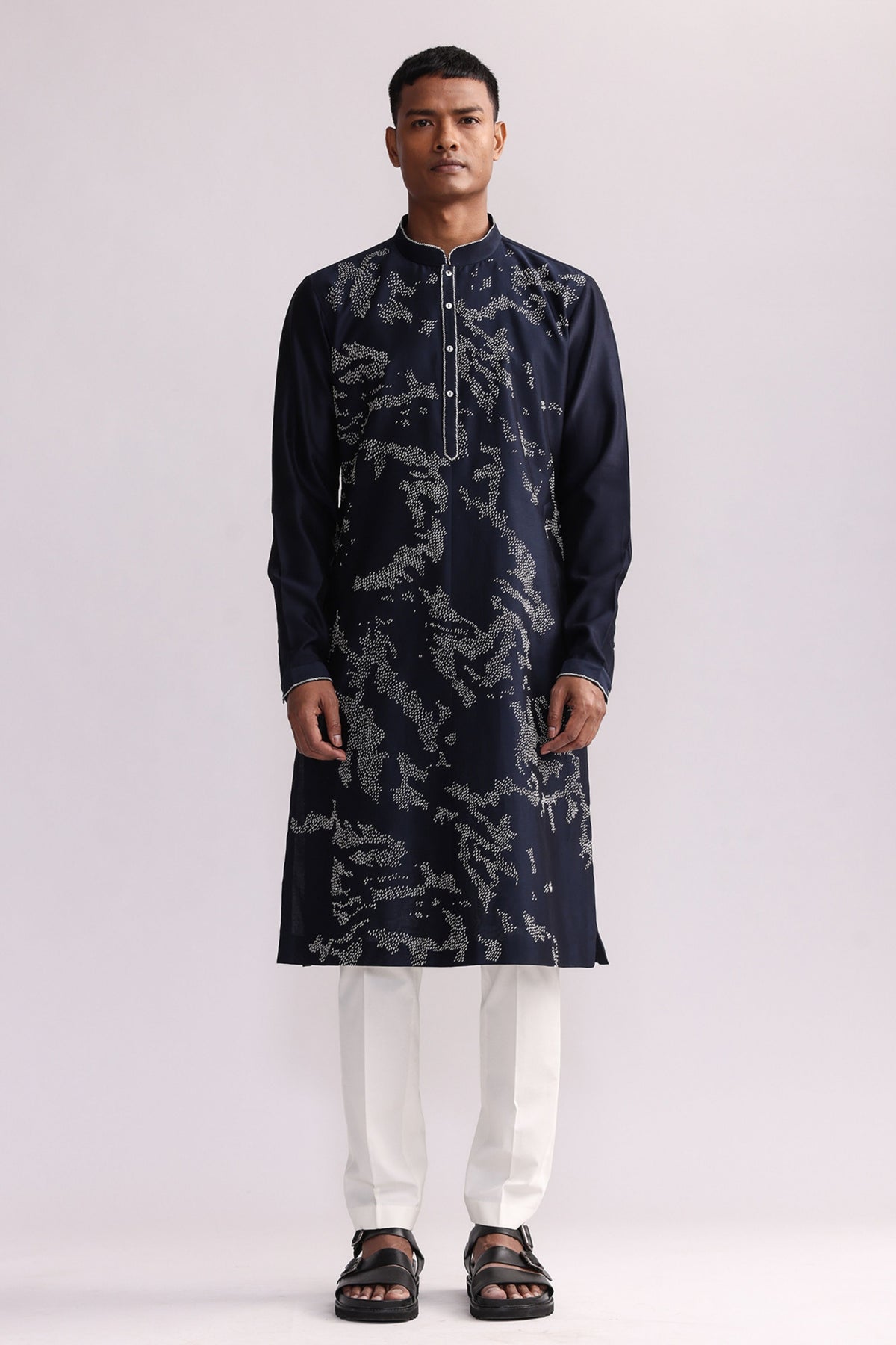Shadow Embroidered Navy Kurta Set