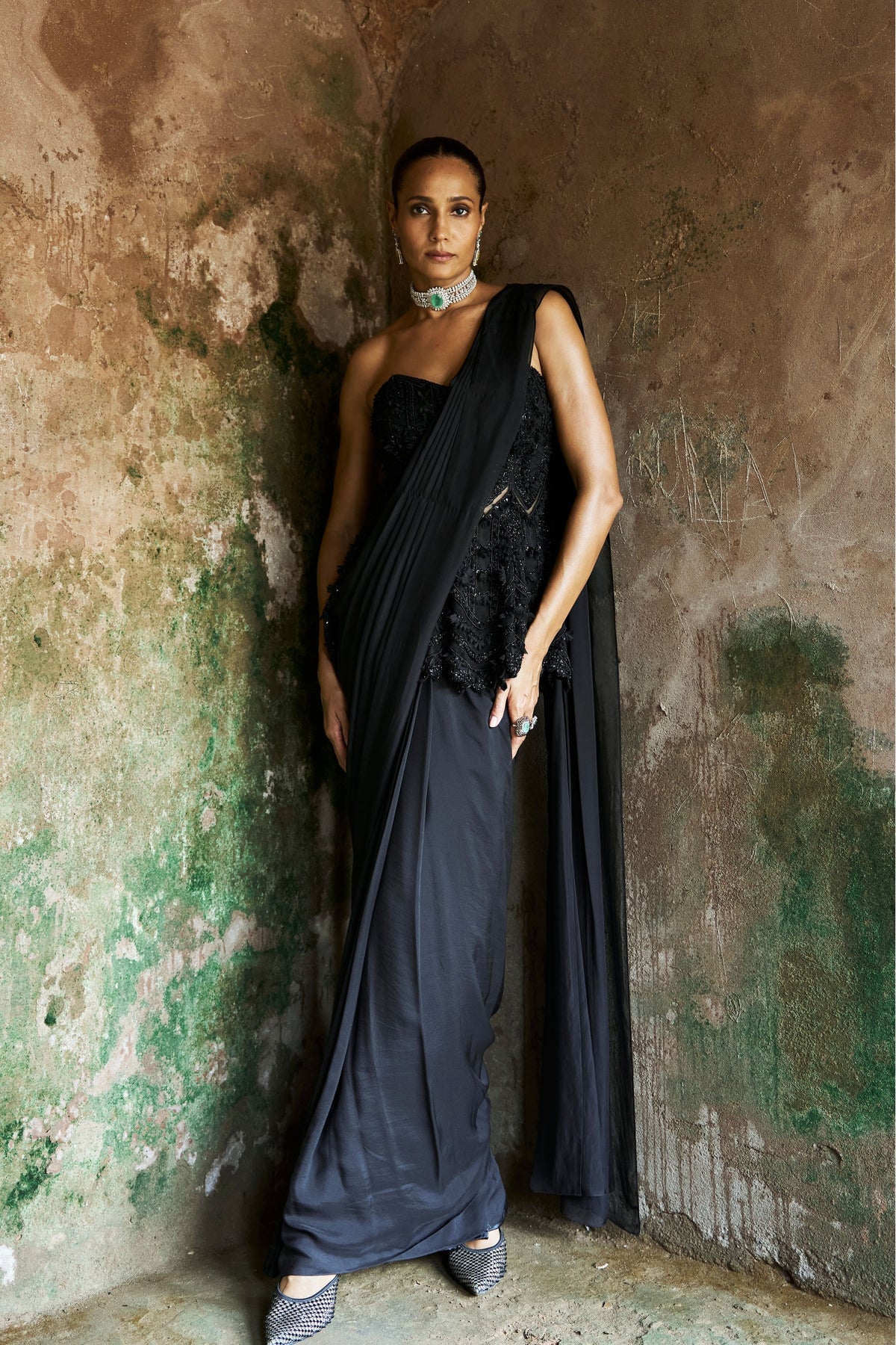 Black Orchid Saree Set