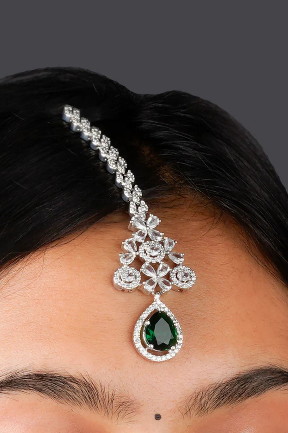 Green Faux Diamond Bridal Necklace Set