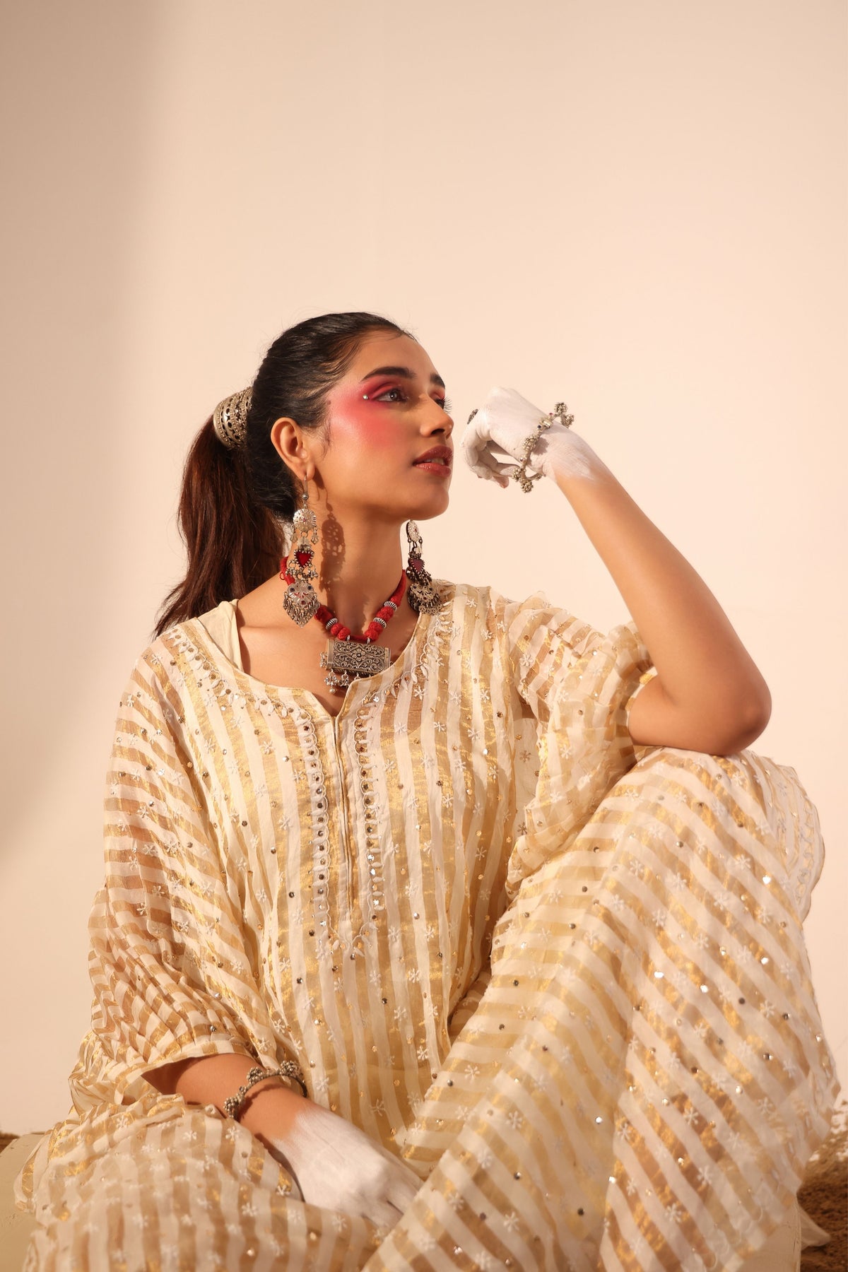 Gold Zari Kaftan Set