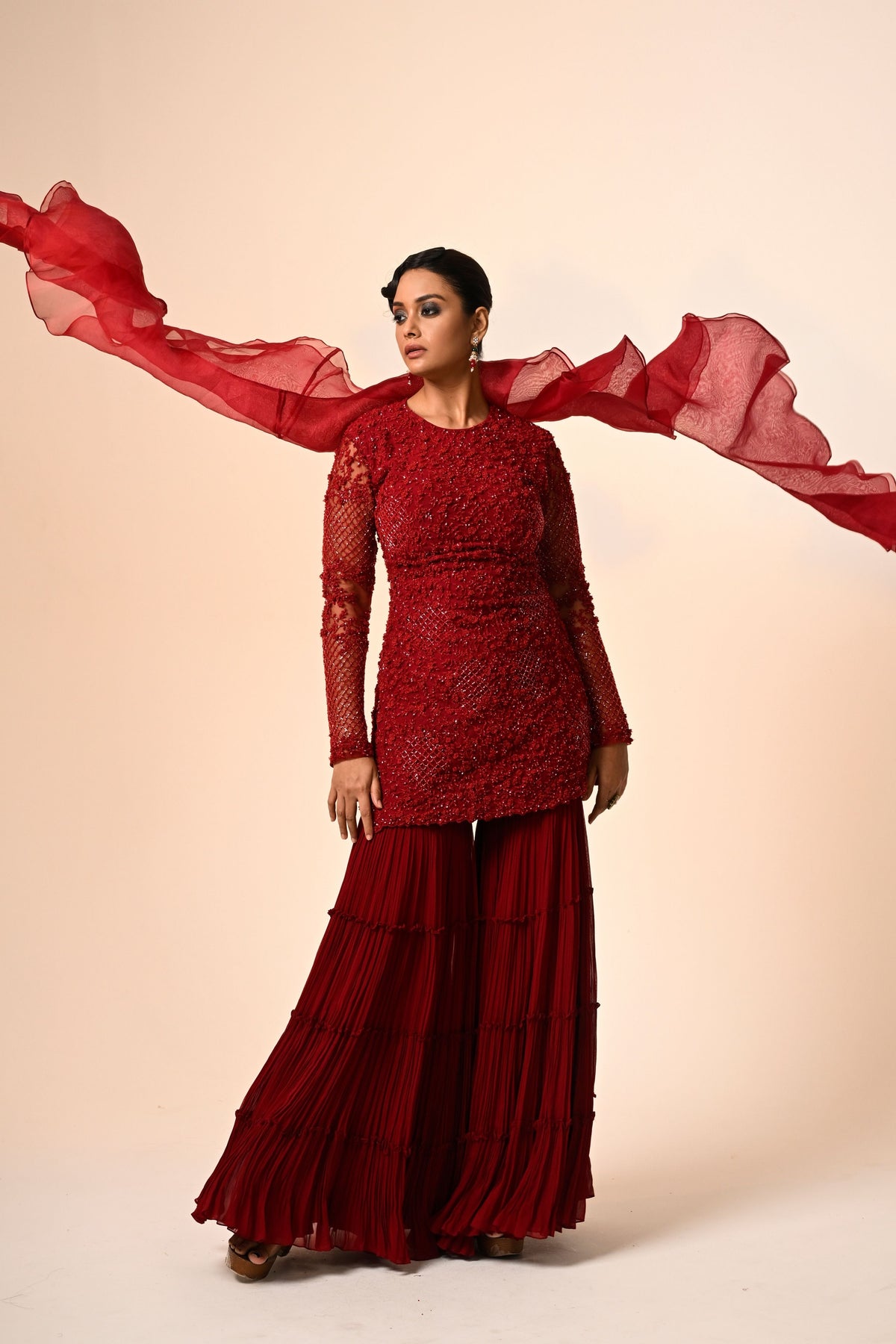 Floral Jaal Sharara Set