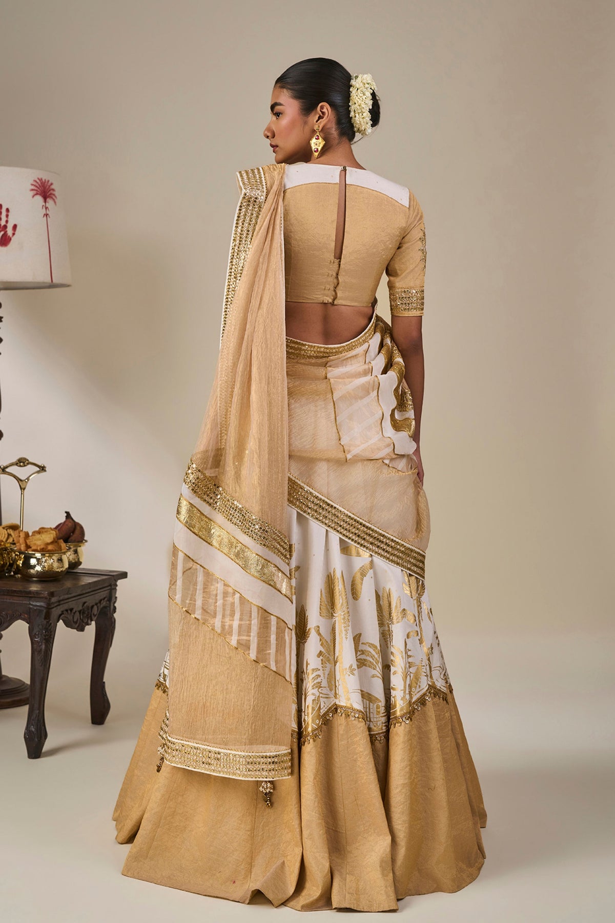 Ivory Backwater Postcard Lehenga Set