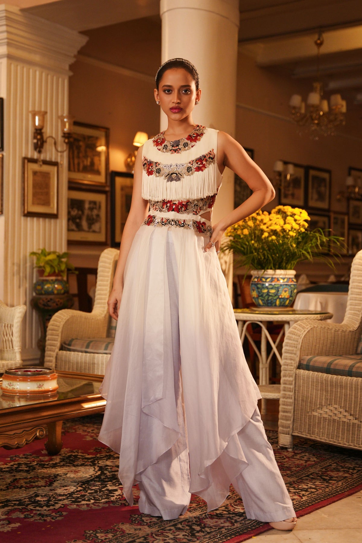 Hand Embroidered Drape Shaded Tunic