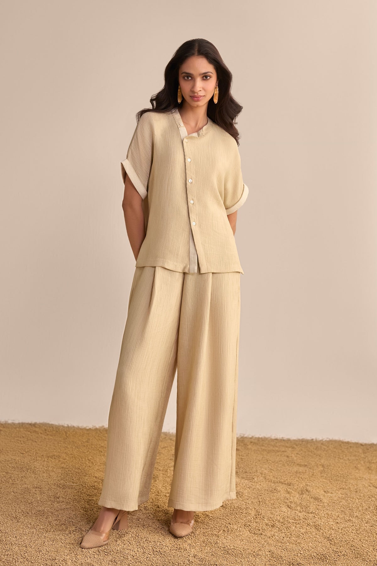 Almond Satin Shirt