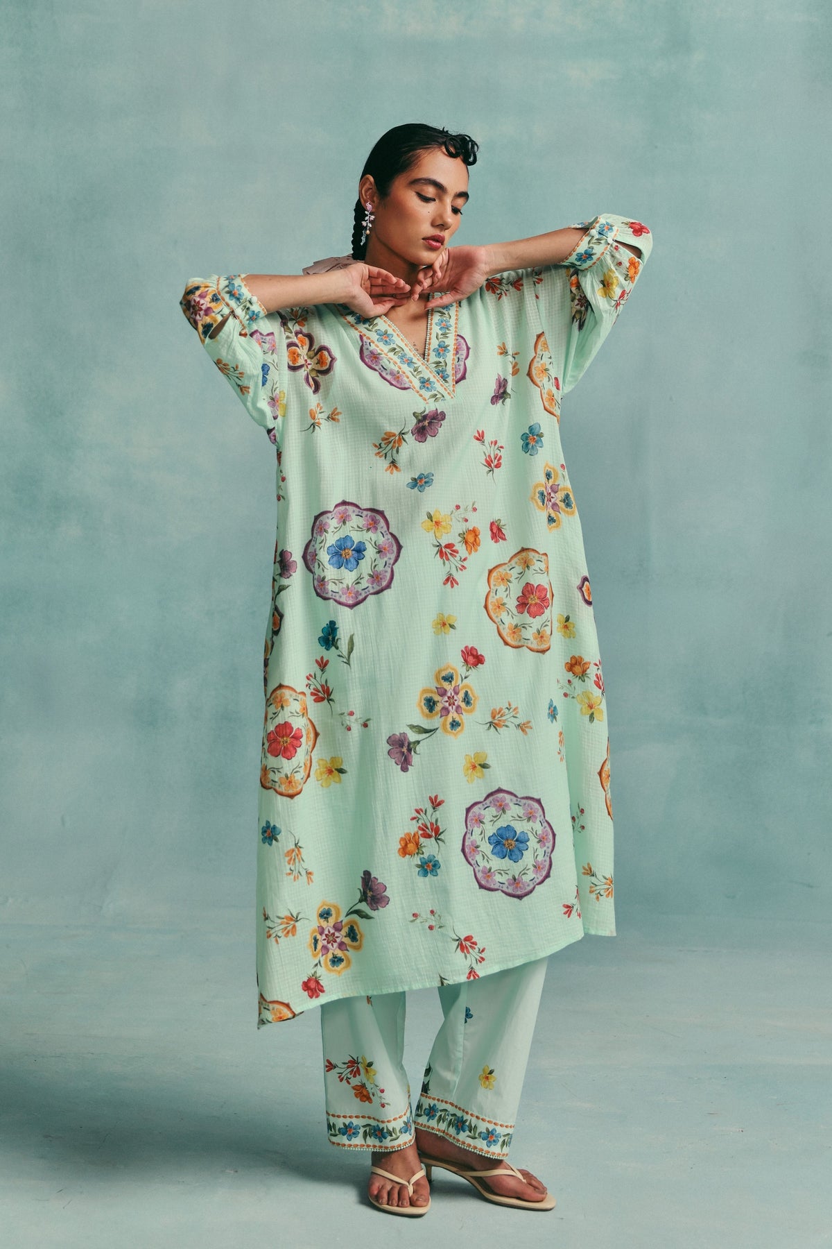 Daisy Blue Kaftan Set