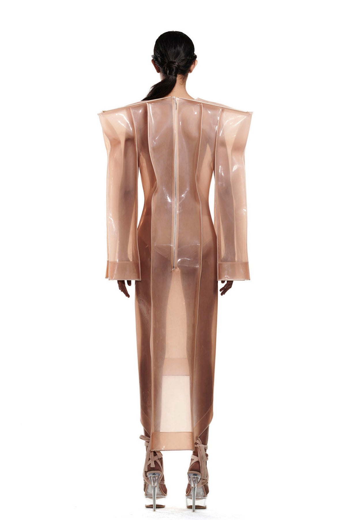 Nude Rubber Sculpted Dress