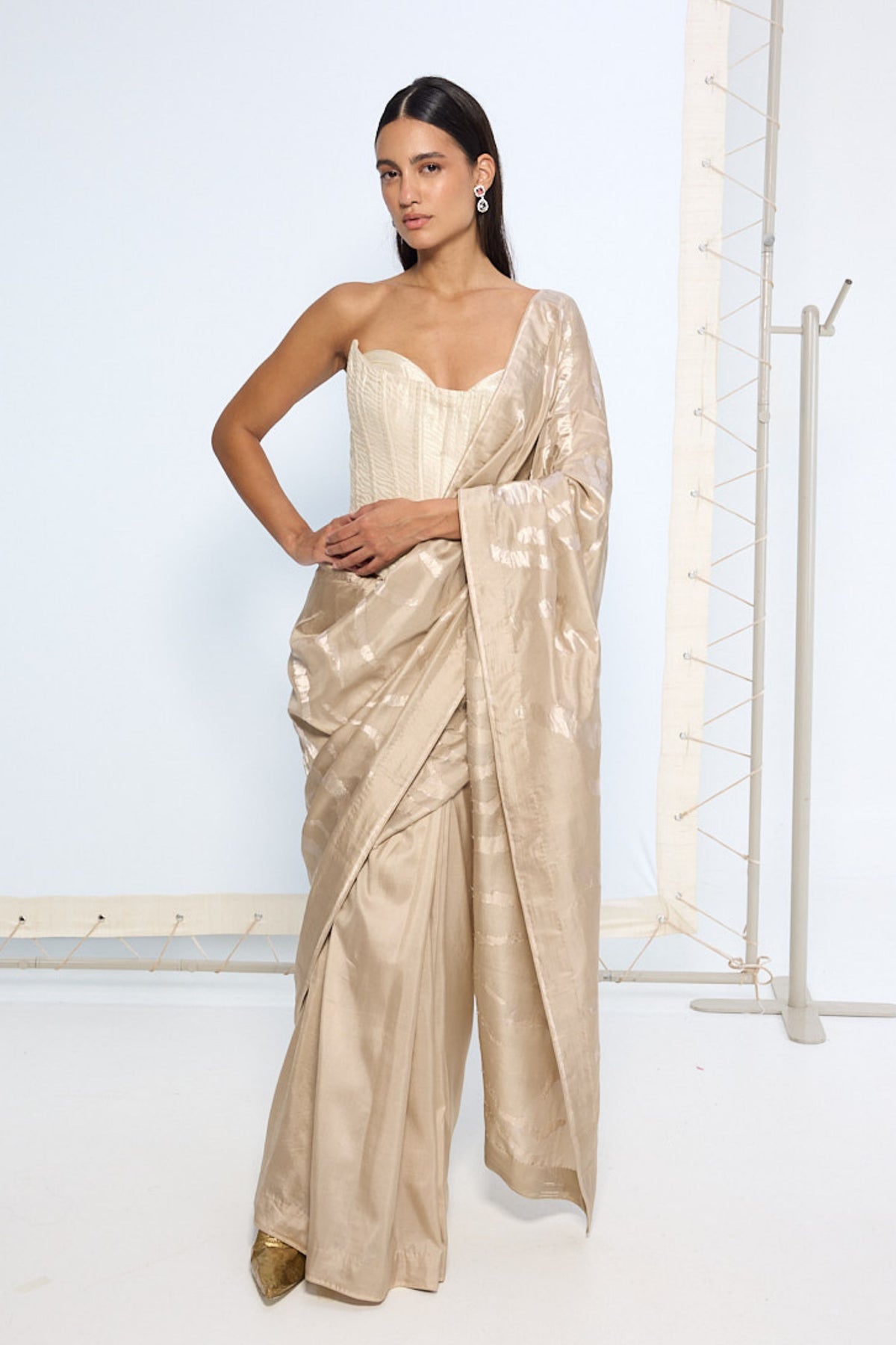 Handwoven Beige Silk Saree