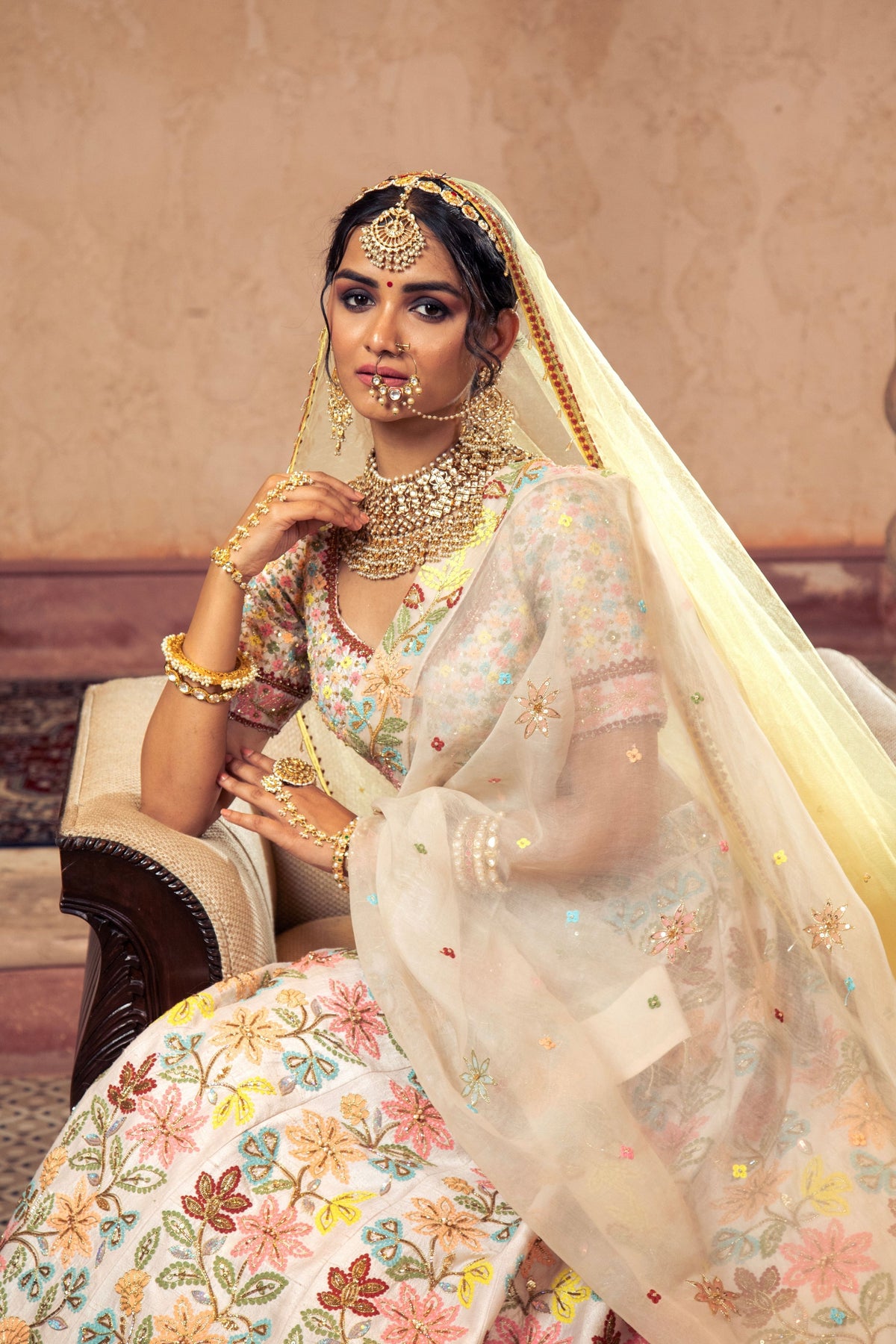 Ivory Embroidered Lehenga Set