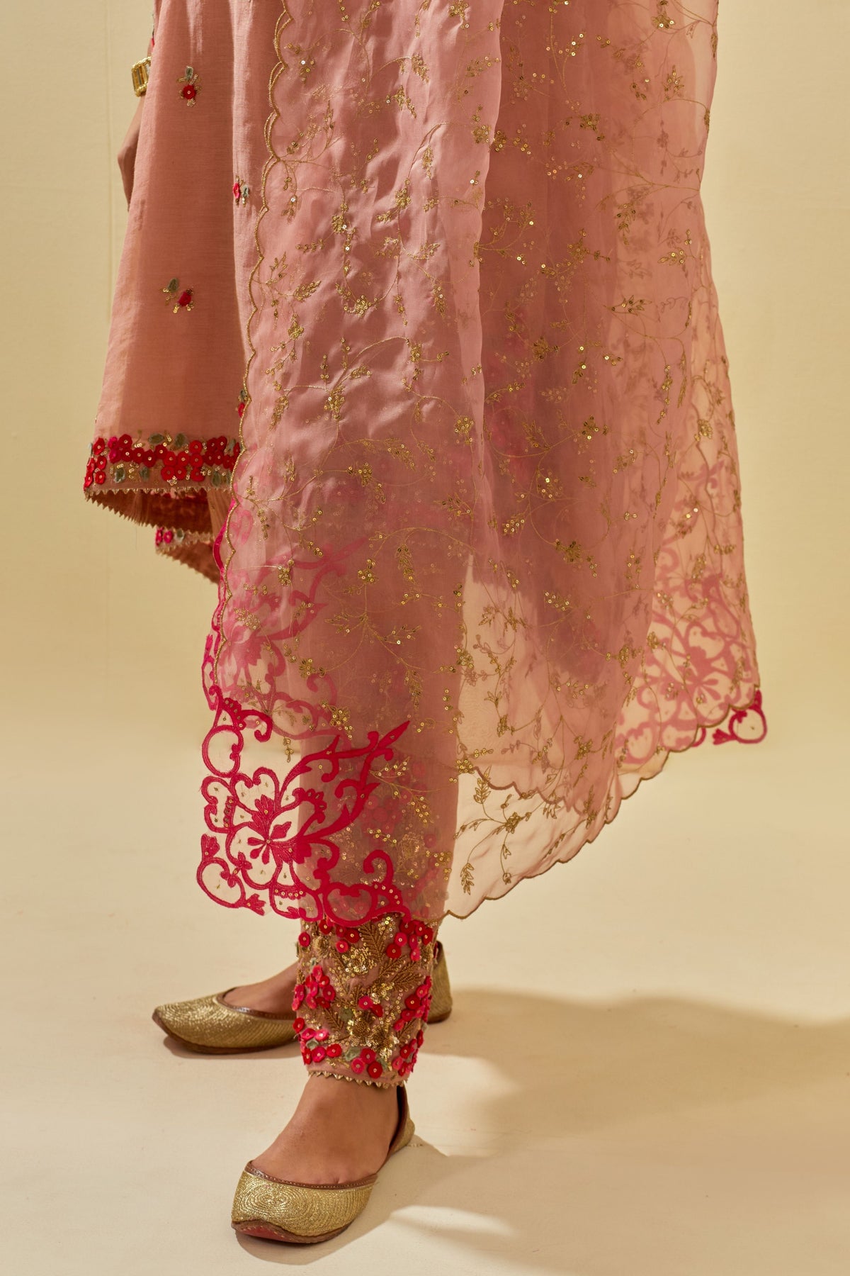 Pink Kalidar Kurta Set
