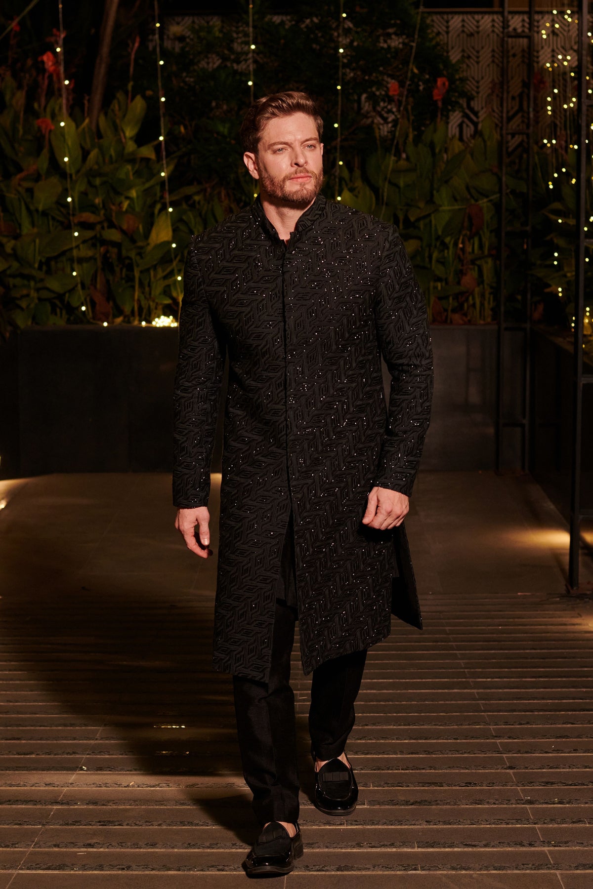 Jet Black Sherwani Set