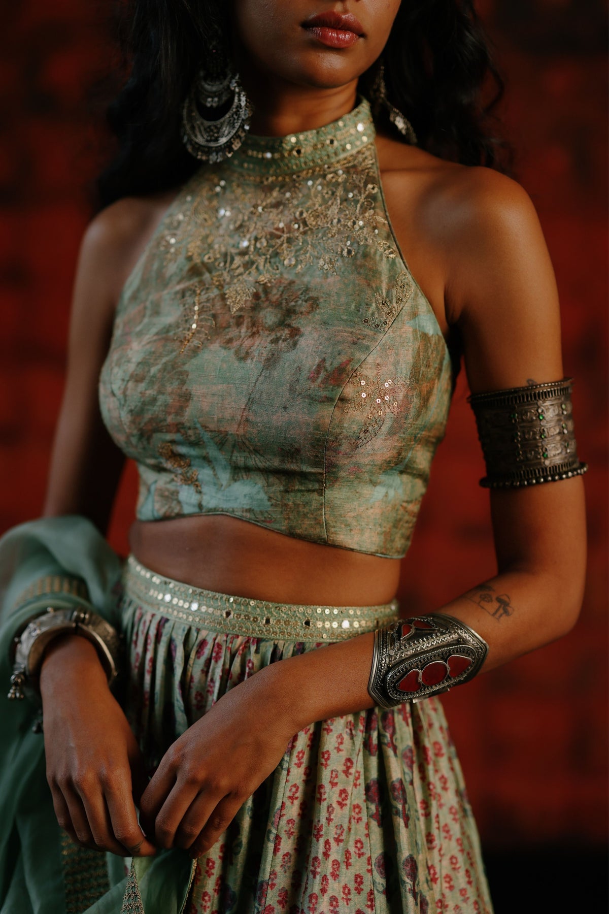 Mint Lehenga Set