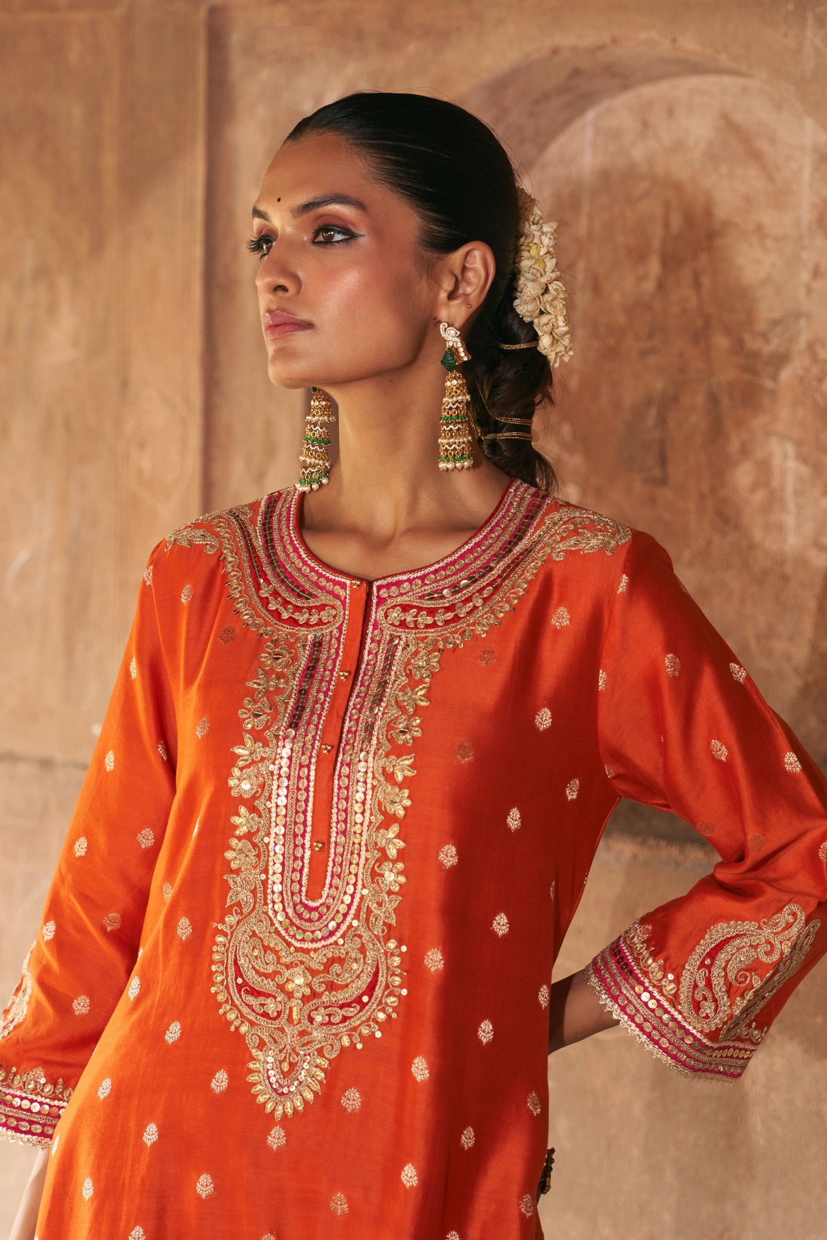 Farhana Orange Kurta Set