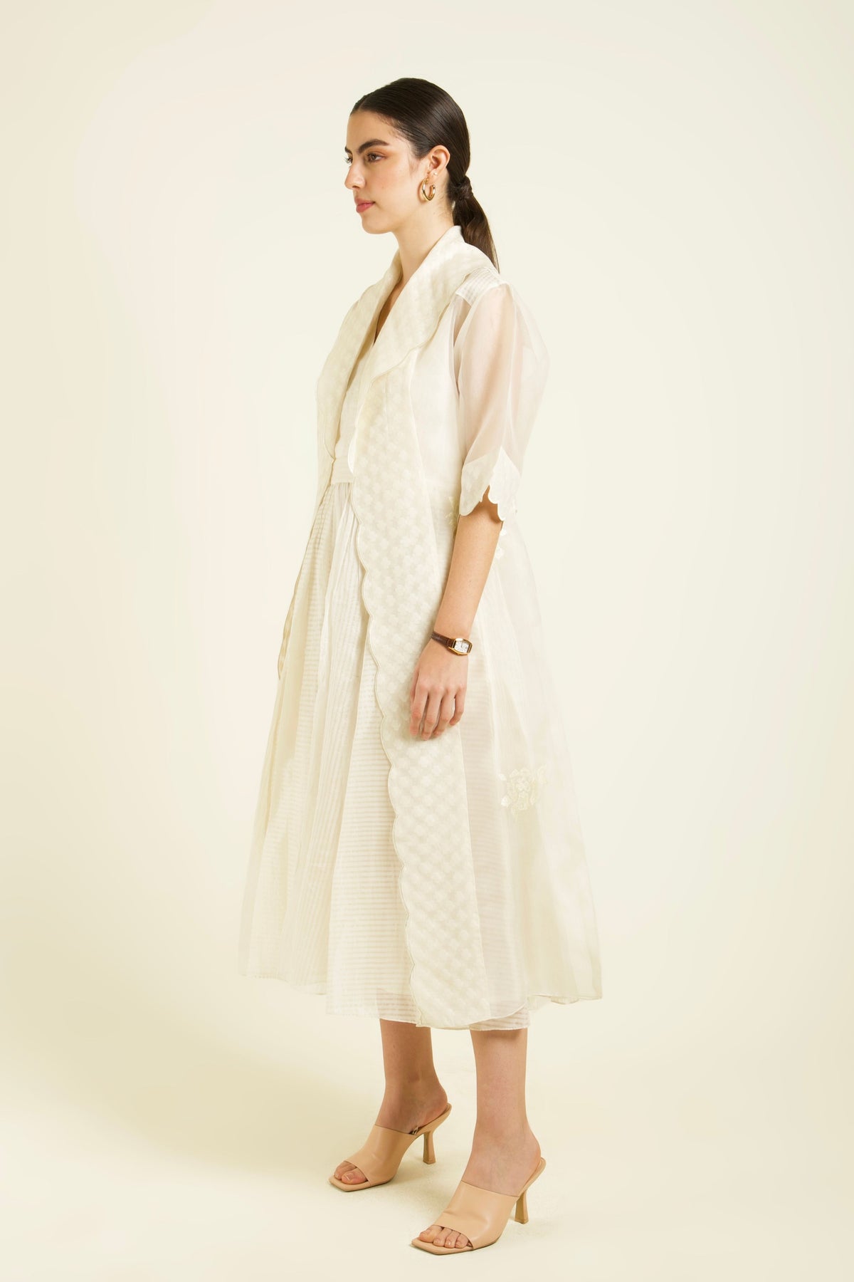 Ivory Stripe Organza Dress