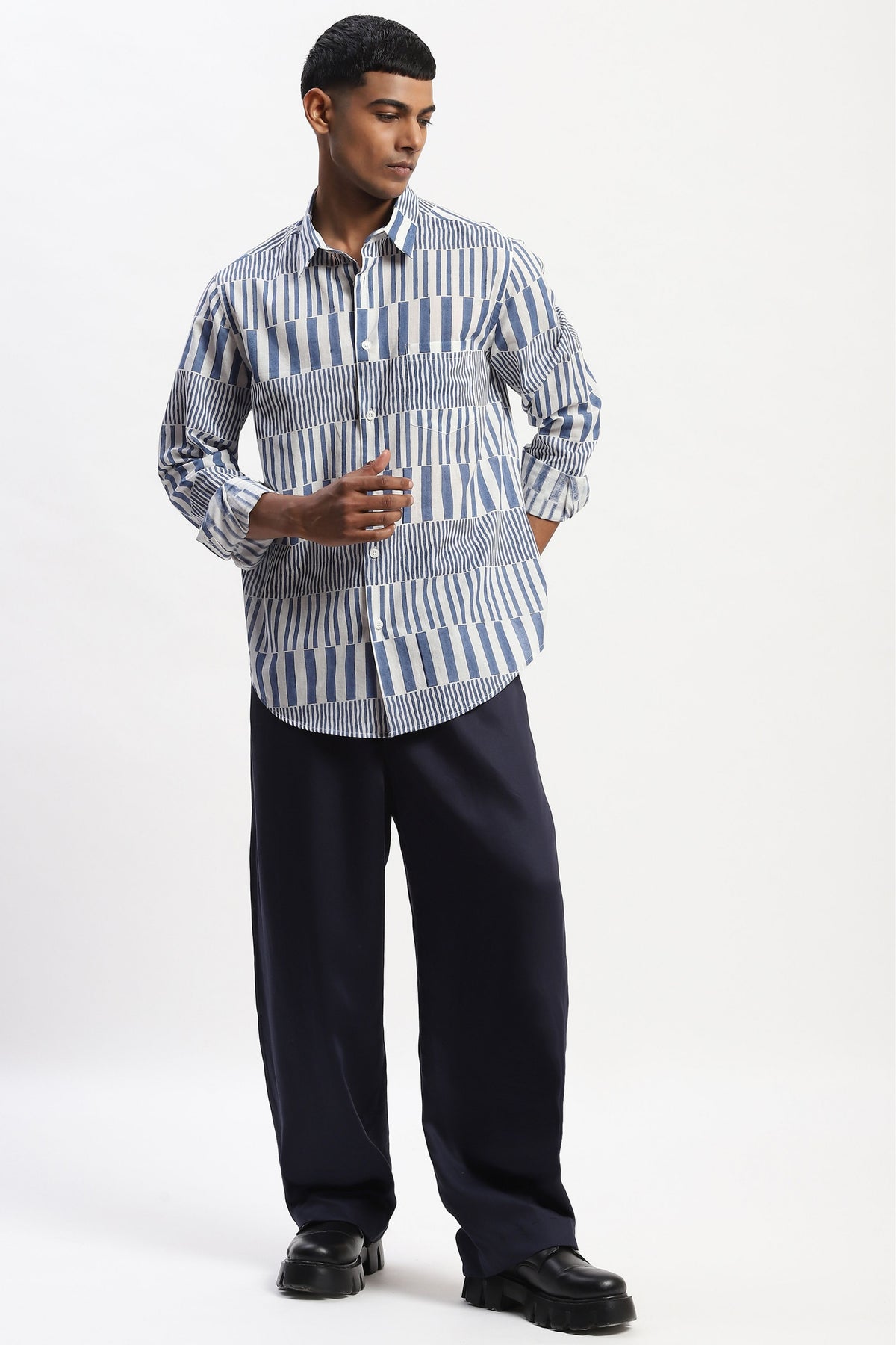 Hand Block Printed Stripes Shirt