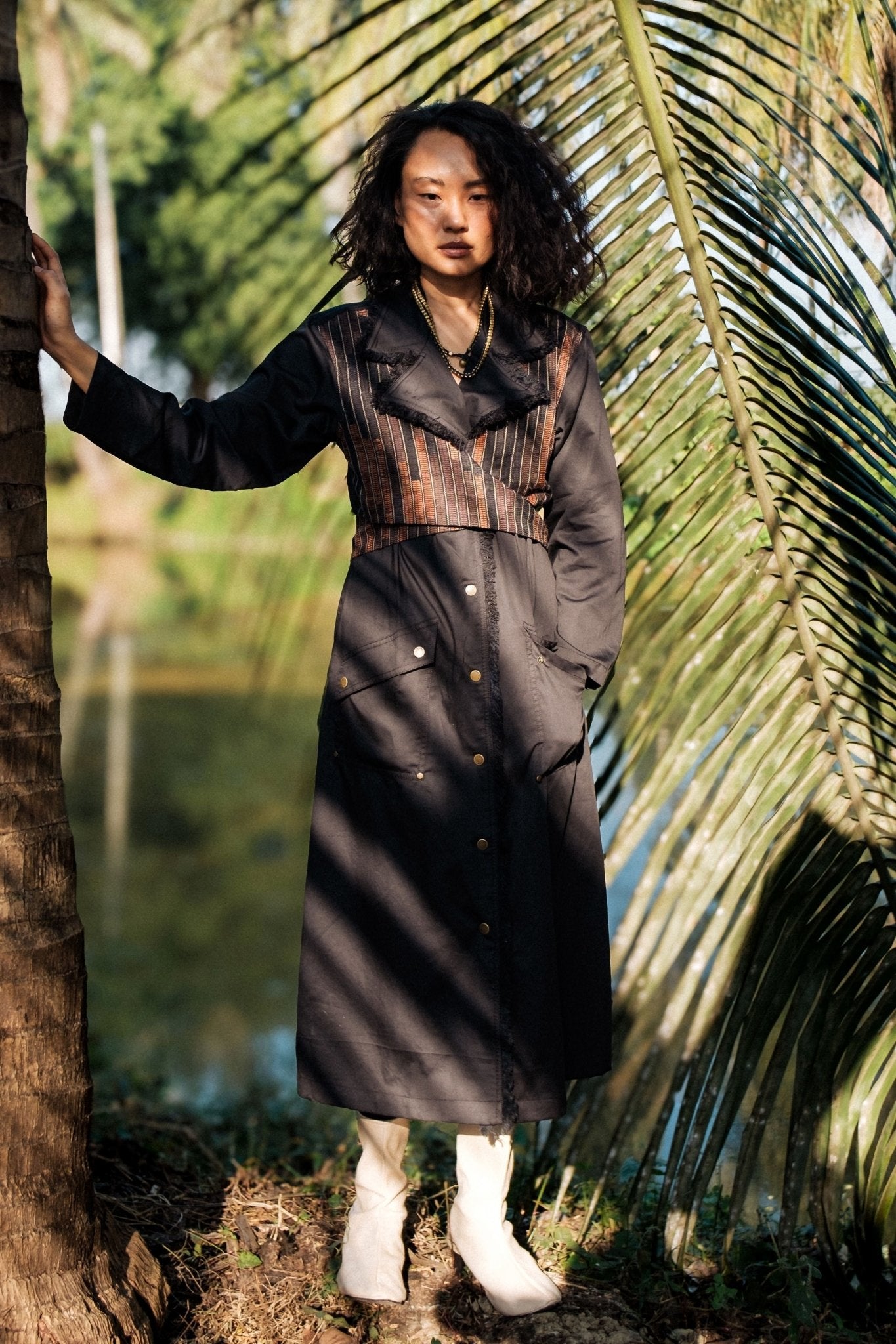 Upcycled Copenhagen Black Copper Trench - The Terra Tribe - Elahe