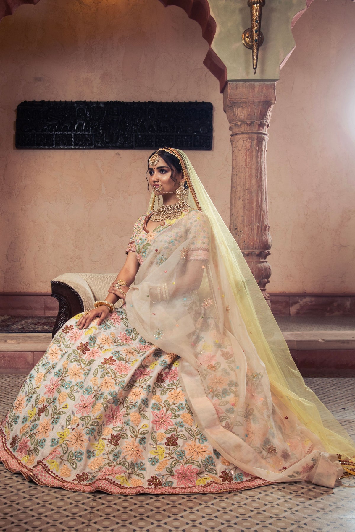 Ivory Embroidered Lehenga Set