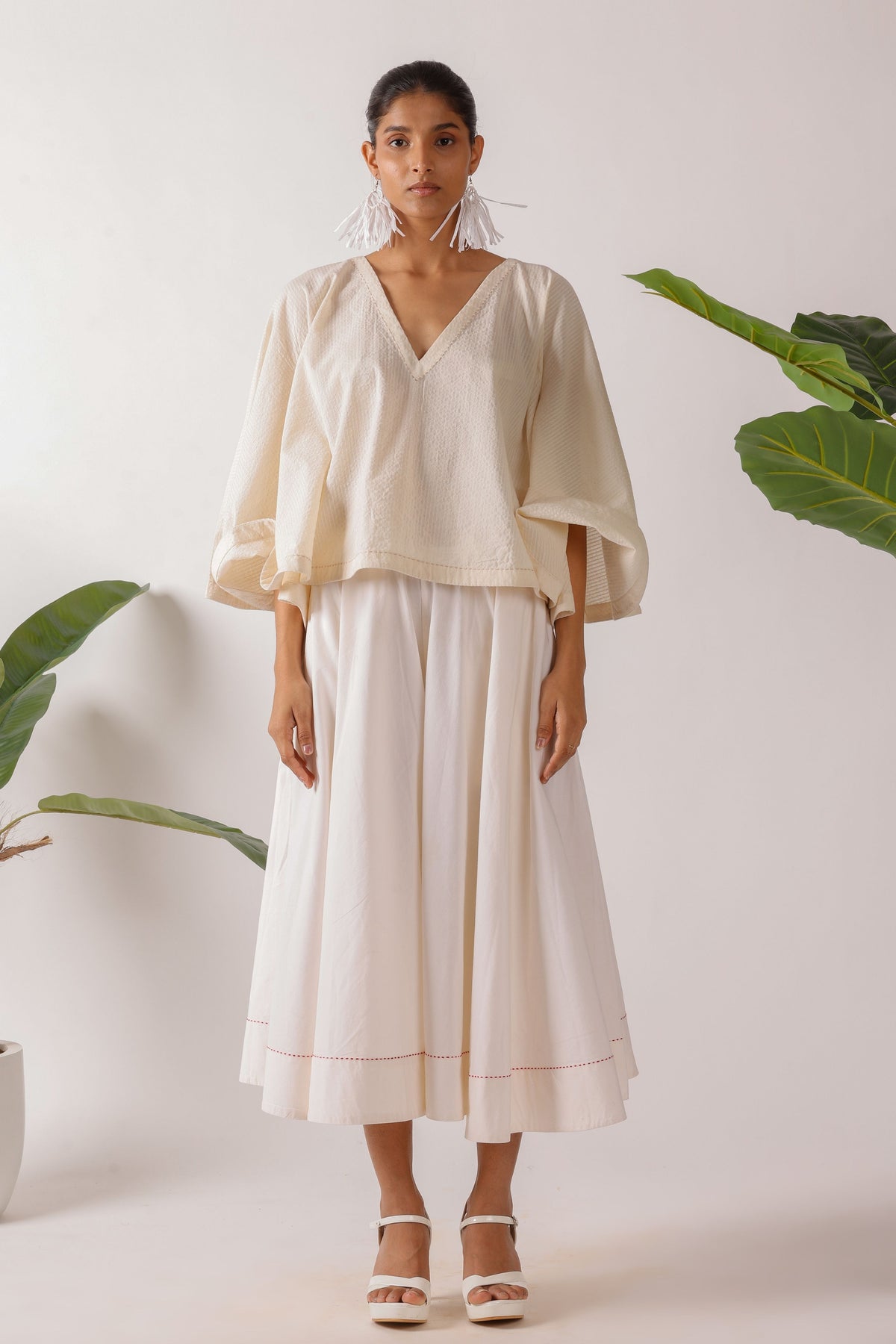 Cream Cotton Seersucker Co-ord Set
