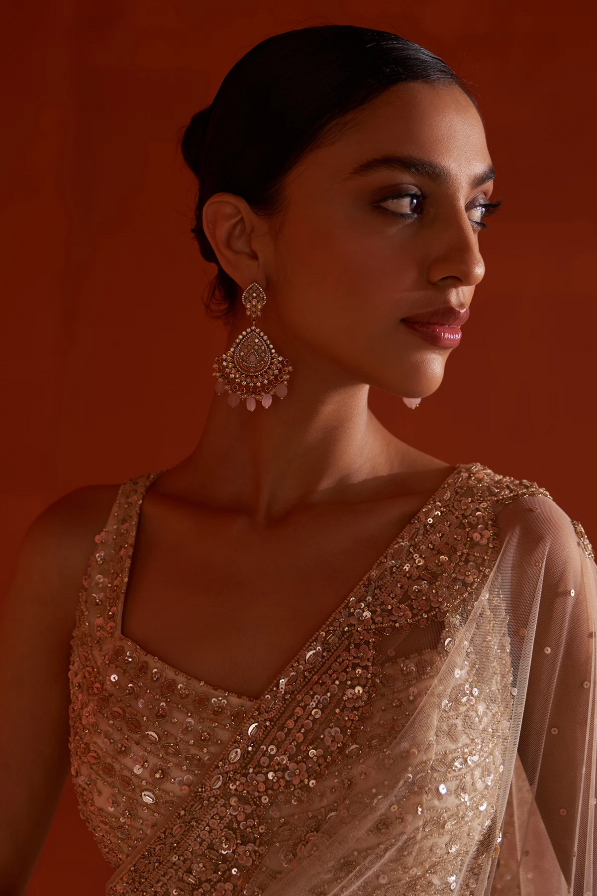 Gold Net Saree