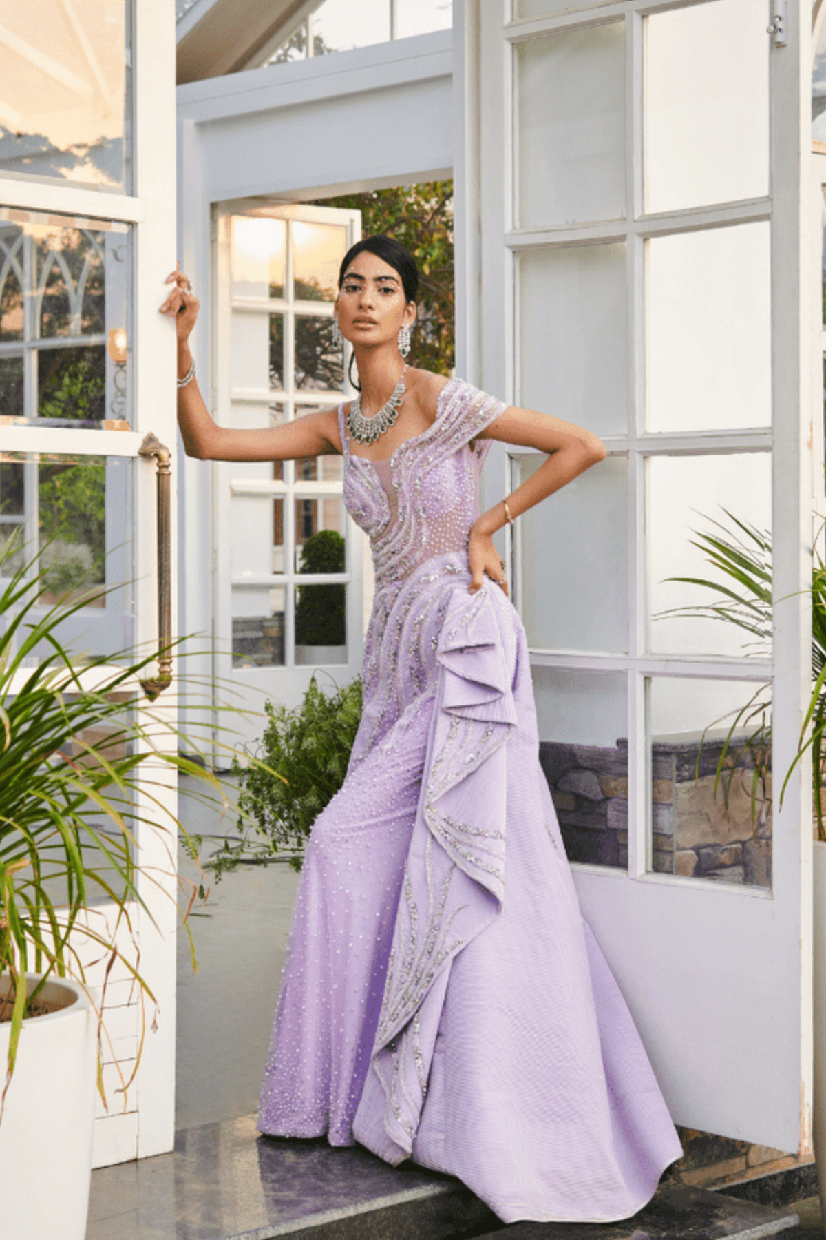 Embelished Flare Peplum Gown