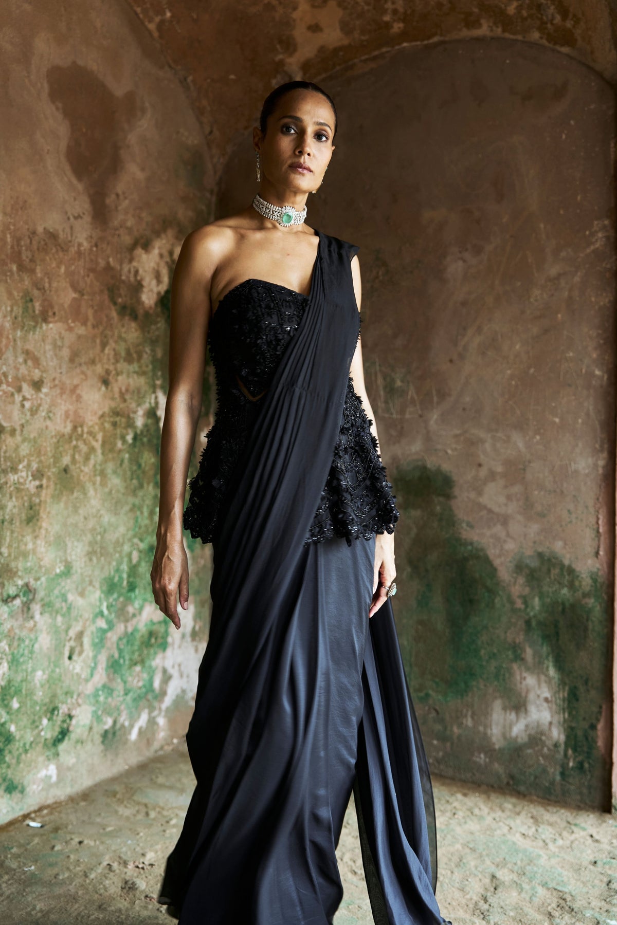 Black Orchid Saree Set
