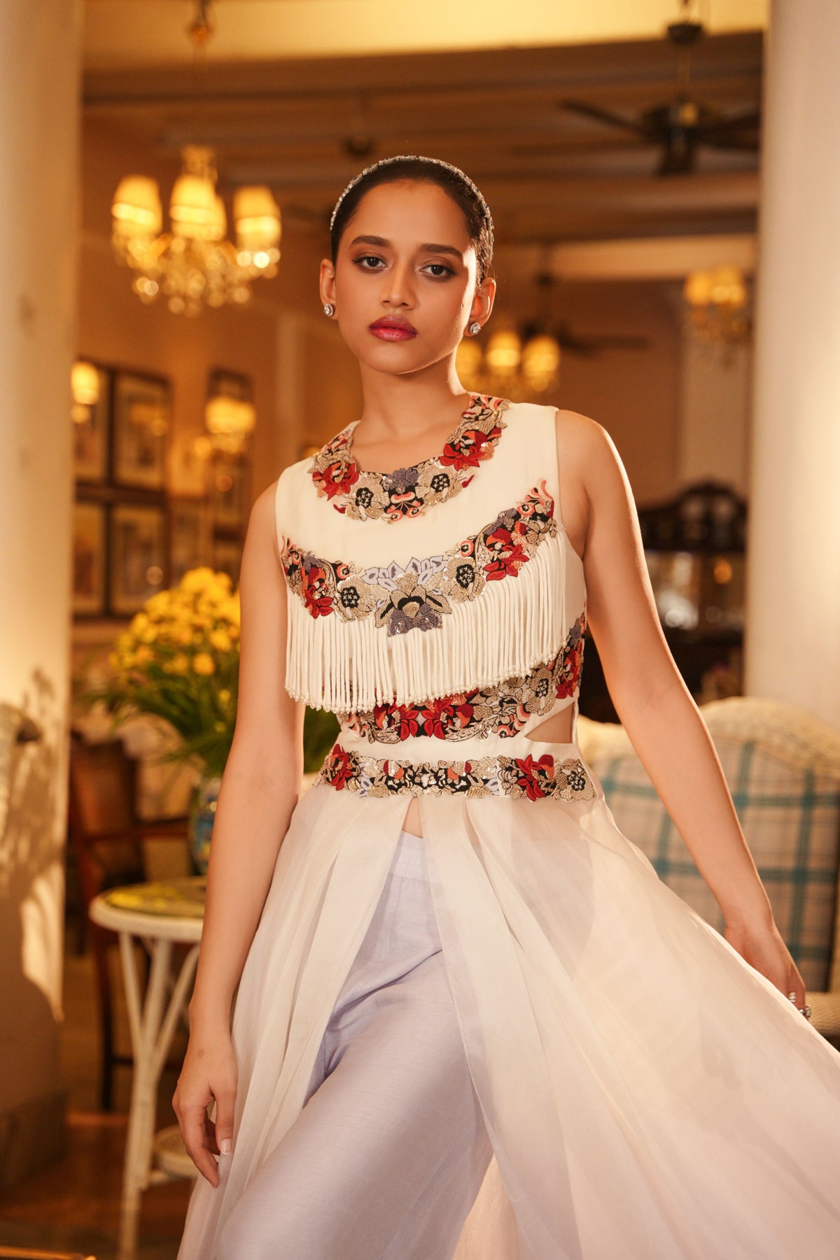 Hand Embroidered Drape Shaded Tunic