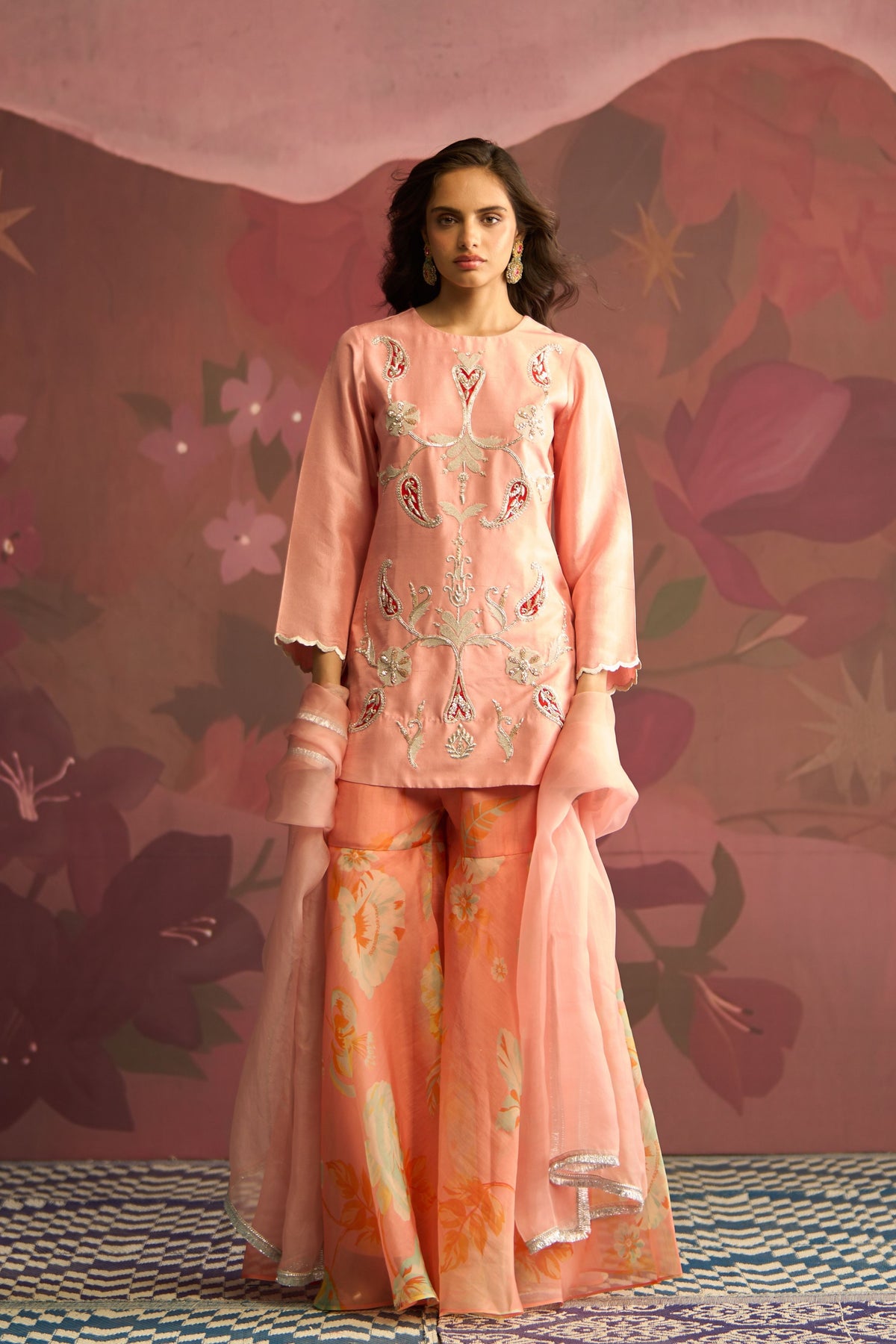 Peach Ember Sharara Set