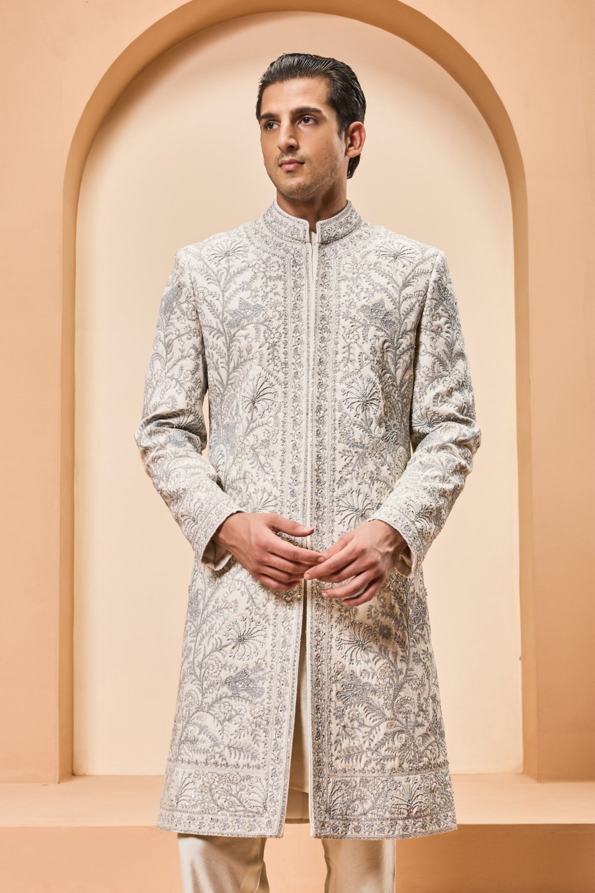 Ivory Zari Sherwani Set