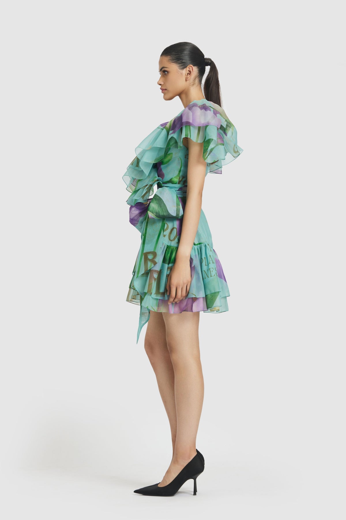 Blue Ruffled Mini Dress