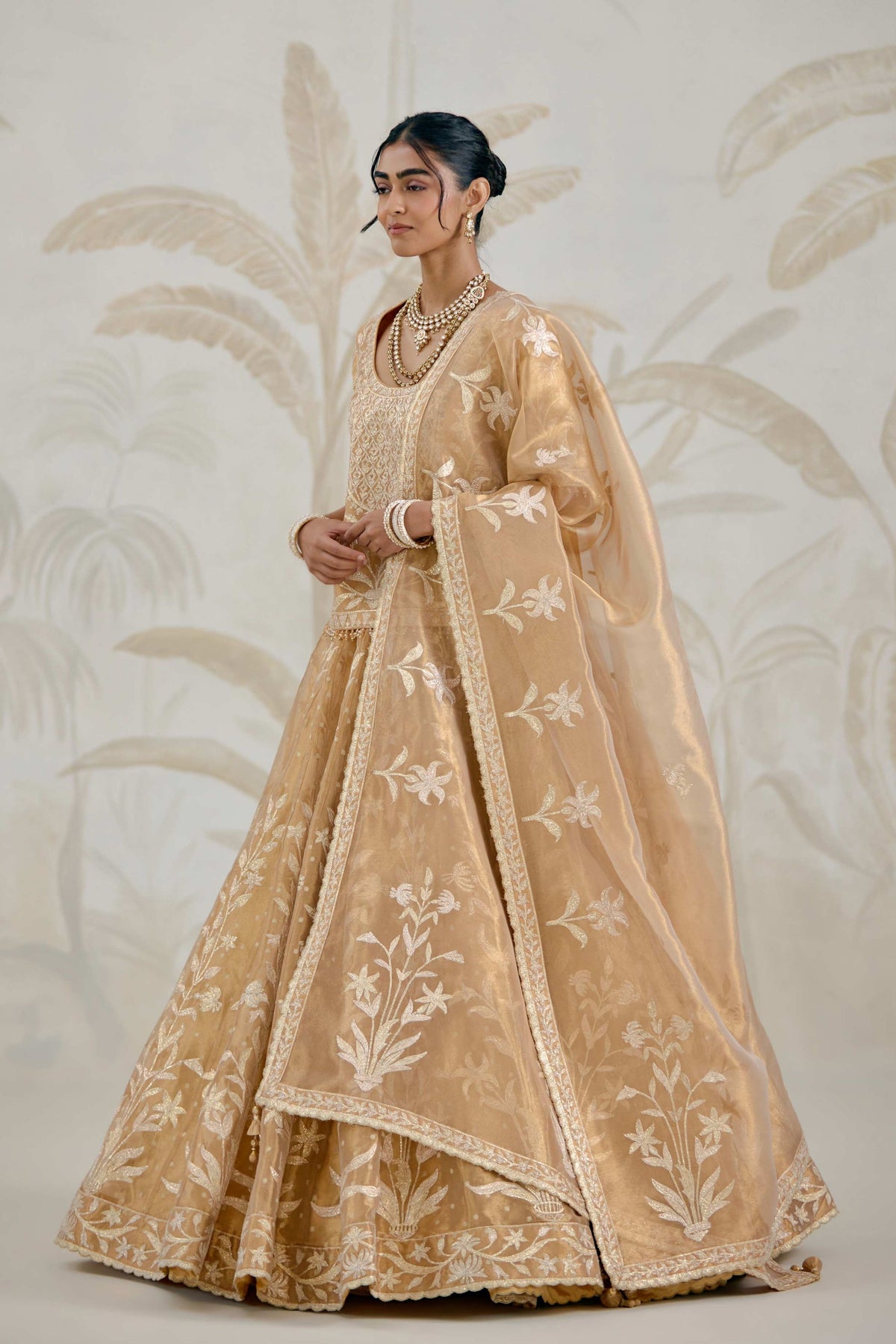 Gold Organza Kurta-lehenga Set