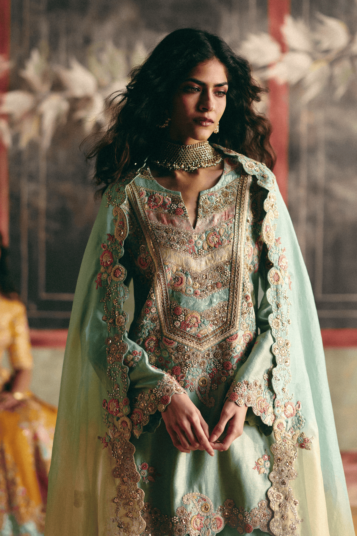 Cyan Organza Sharara Set