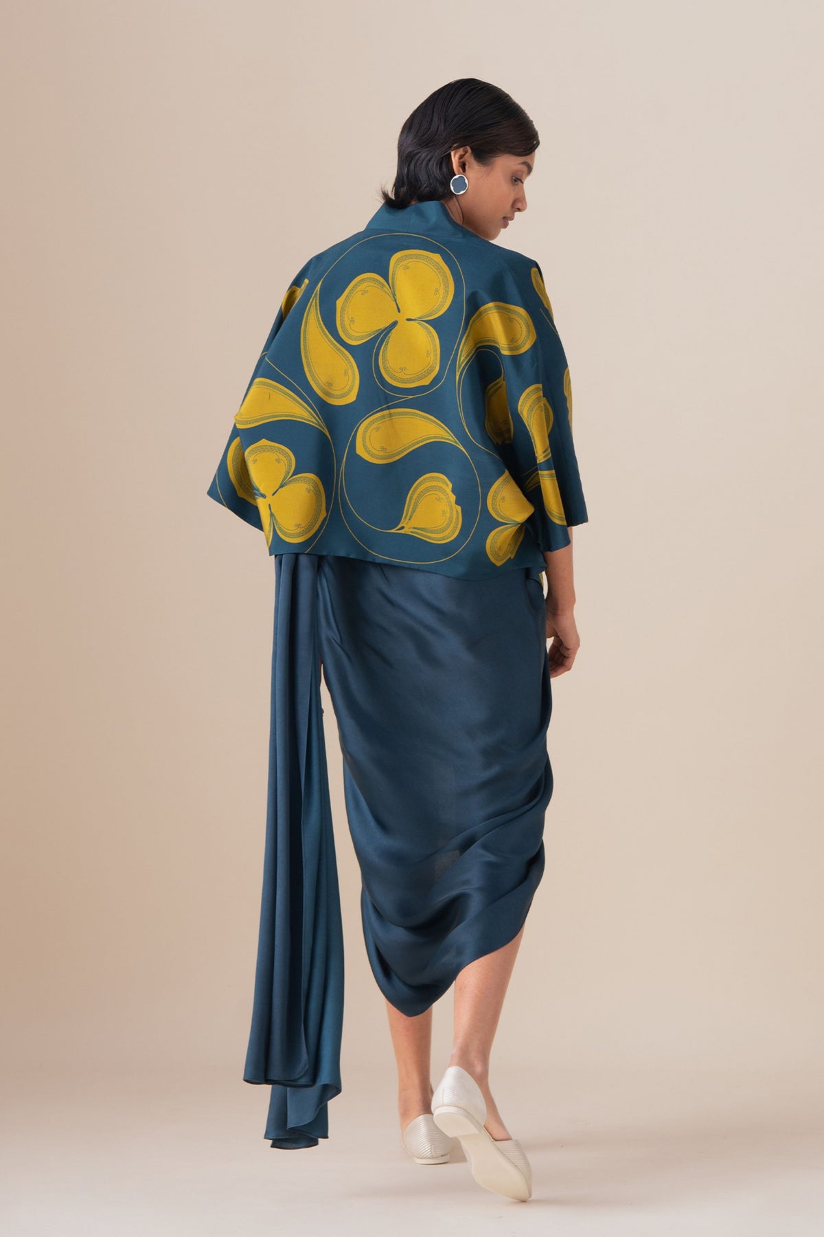 Midnight Blue Sidra Draped Saree Set
