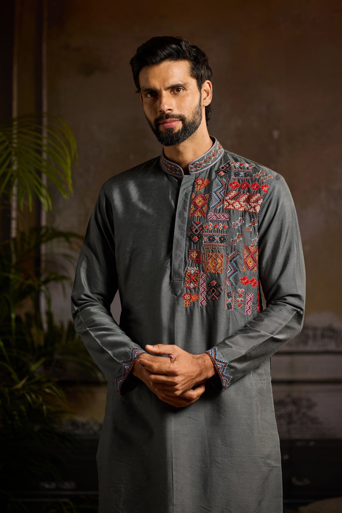 Colorful Trible Embroidered Kurta Set