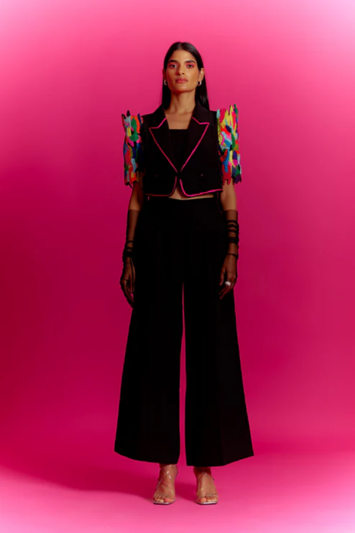 Paint Stain High Low Jacket Set