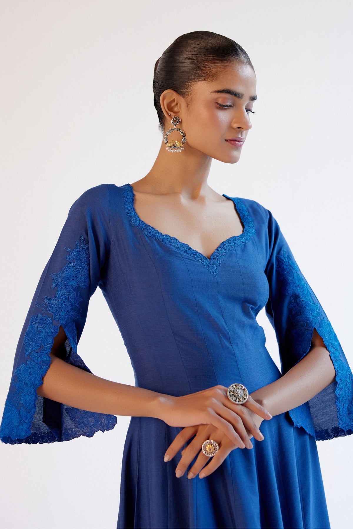 Embroidery Blue Anarkali Set
