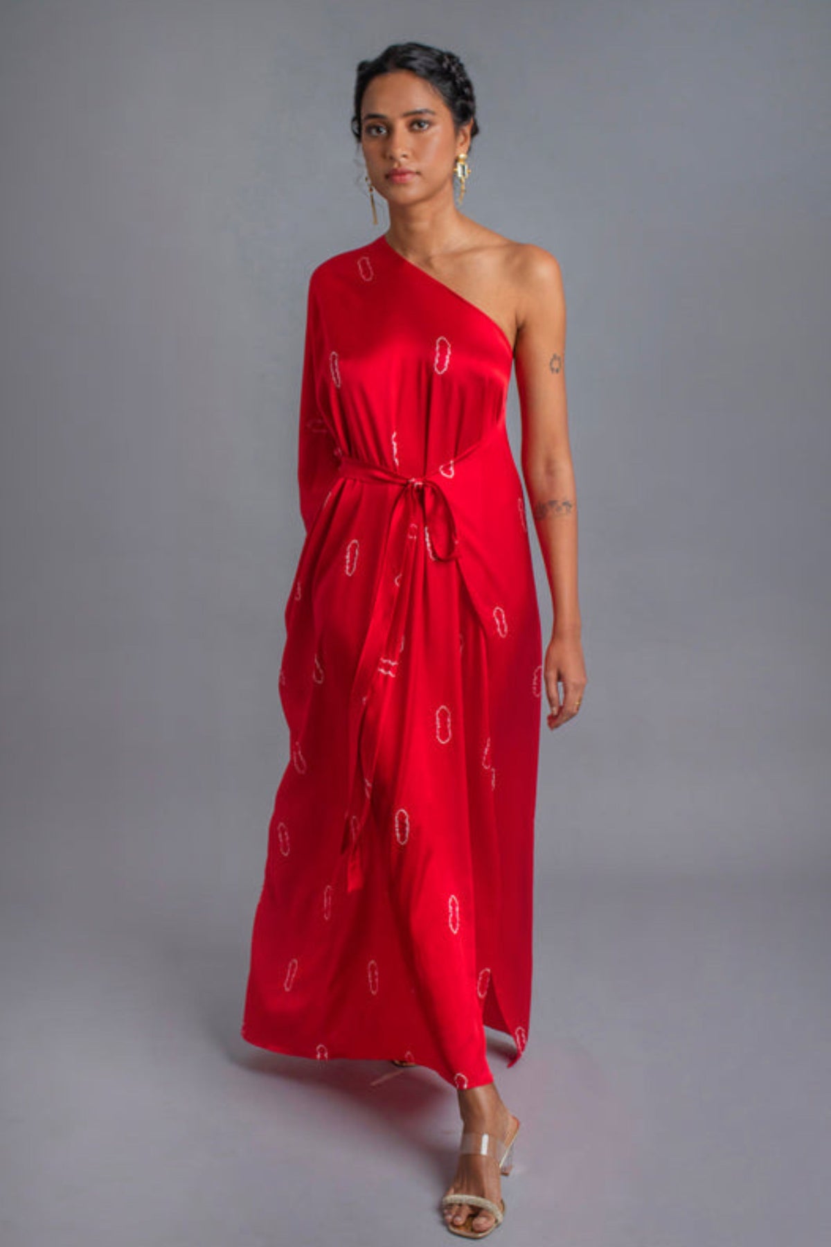 Wrap Style One Shoulder Dress