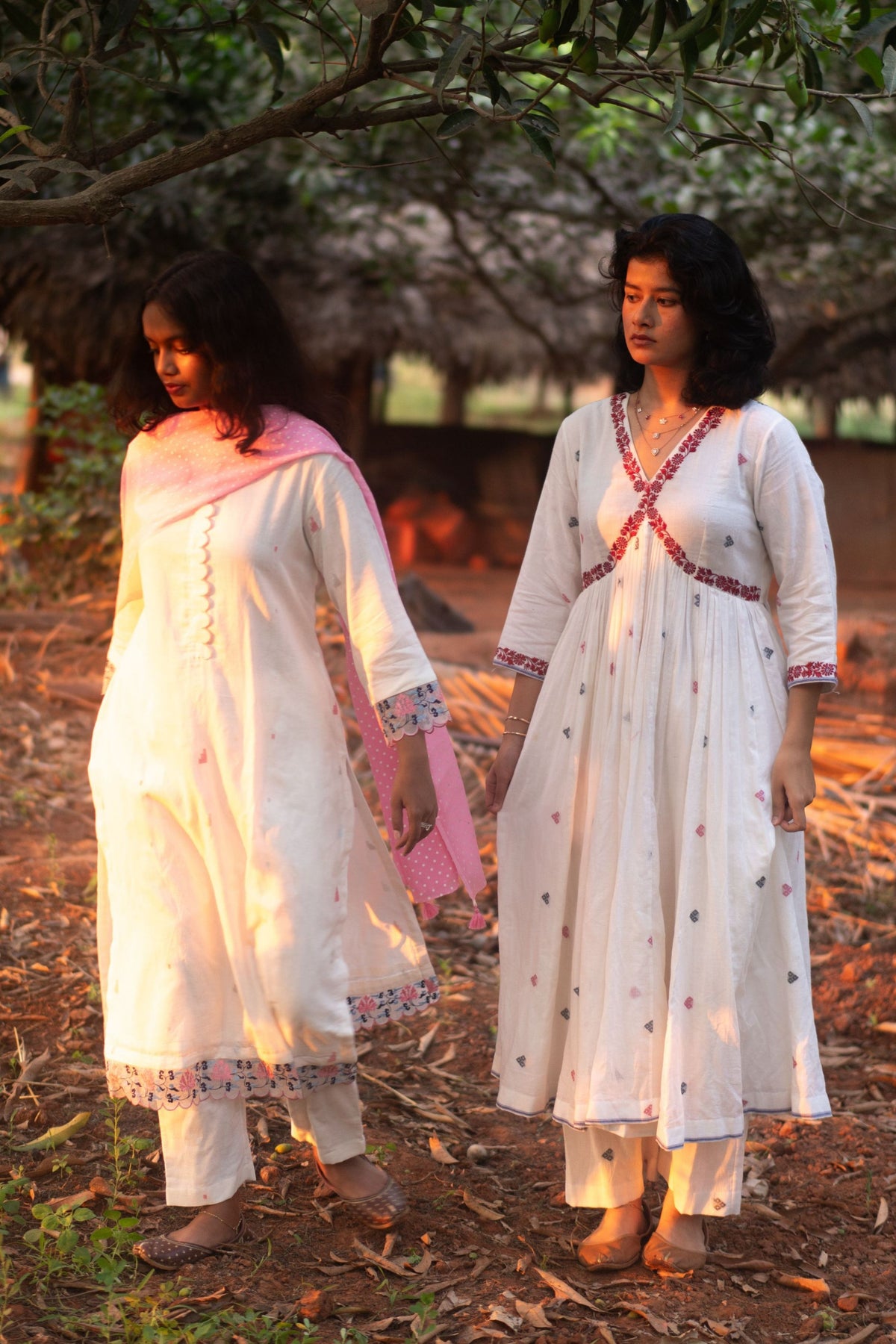 Nia Kali Kurta set In Ivory