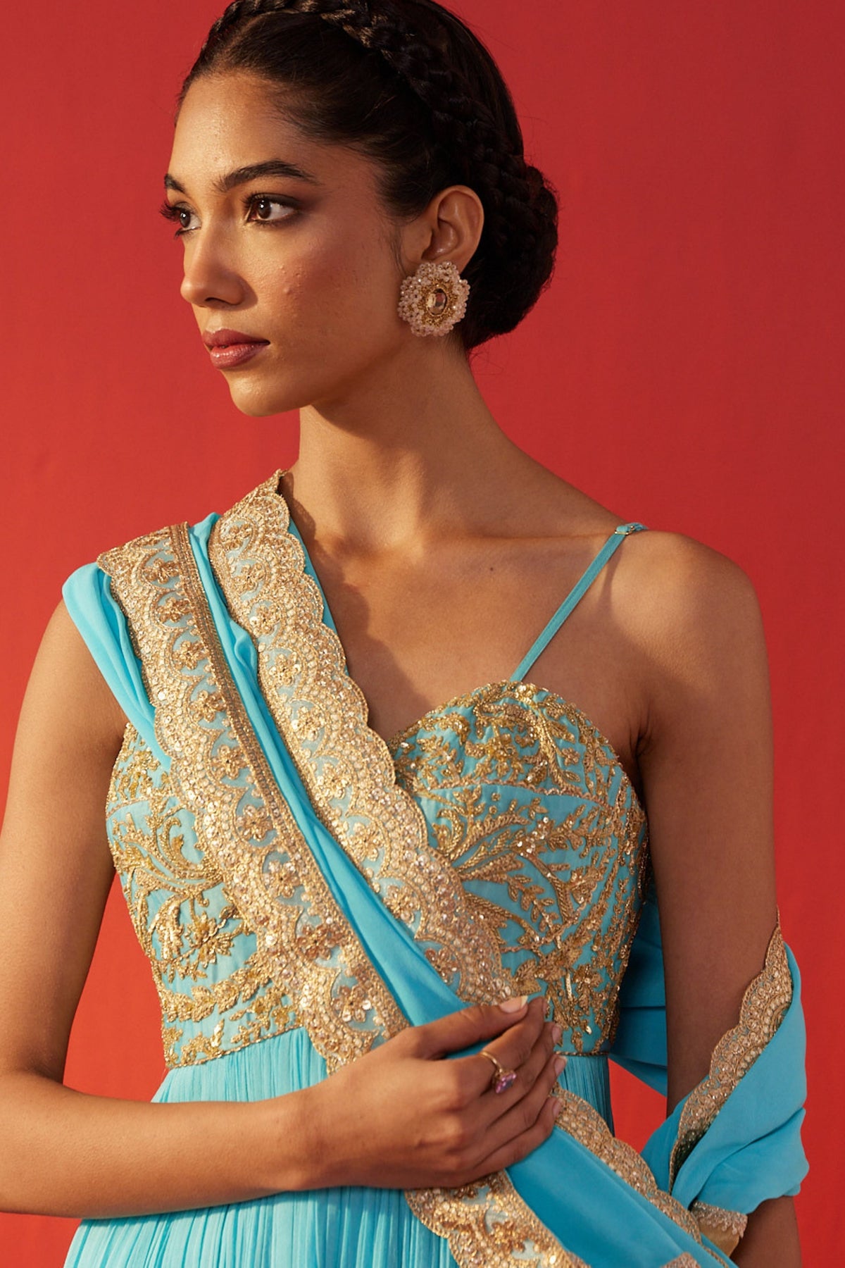 Turquoise Embroidered Dolly Anarkali