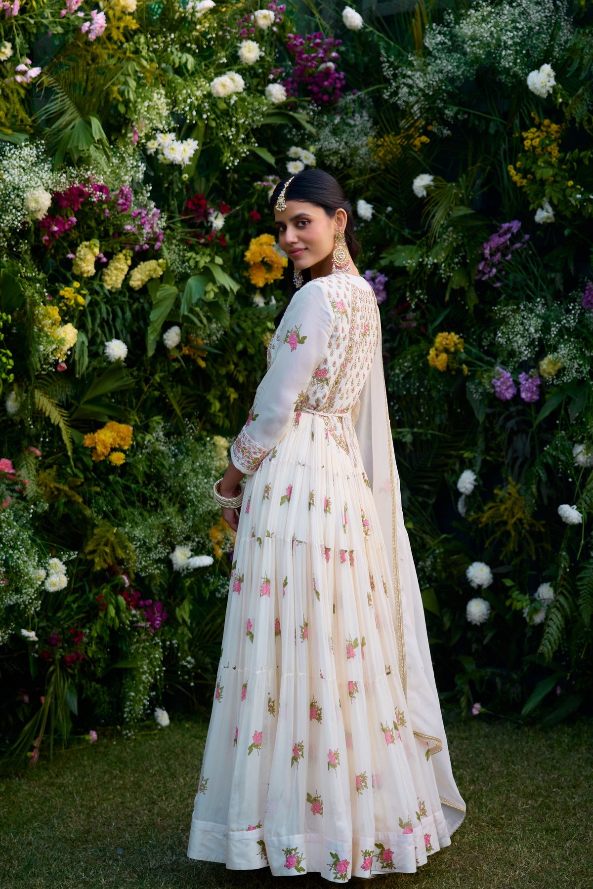 Ivory Hand Block Printed Anarkali Set