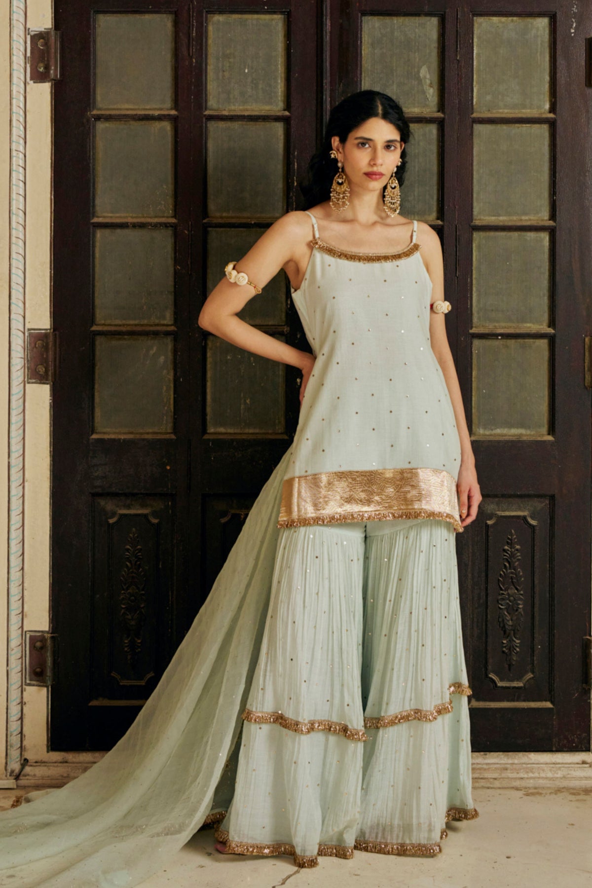 Seafoam Spaghetti Sharara Set