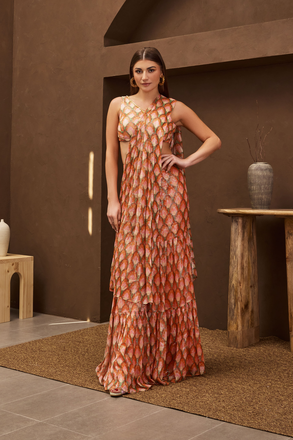 Peony Plush Sharara Saree Set