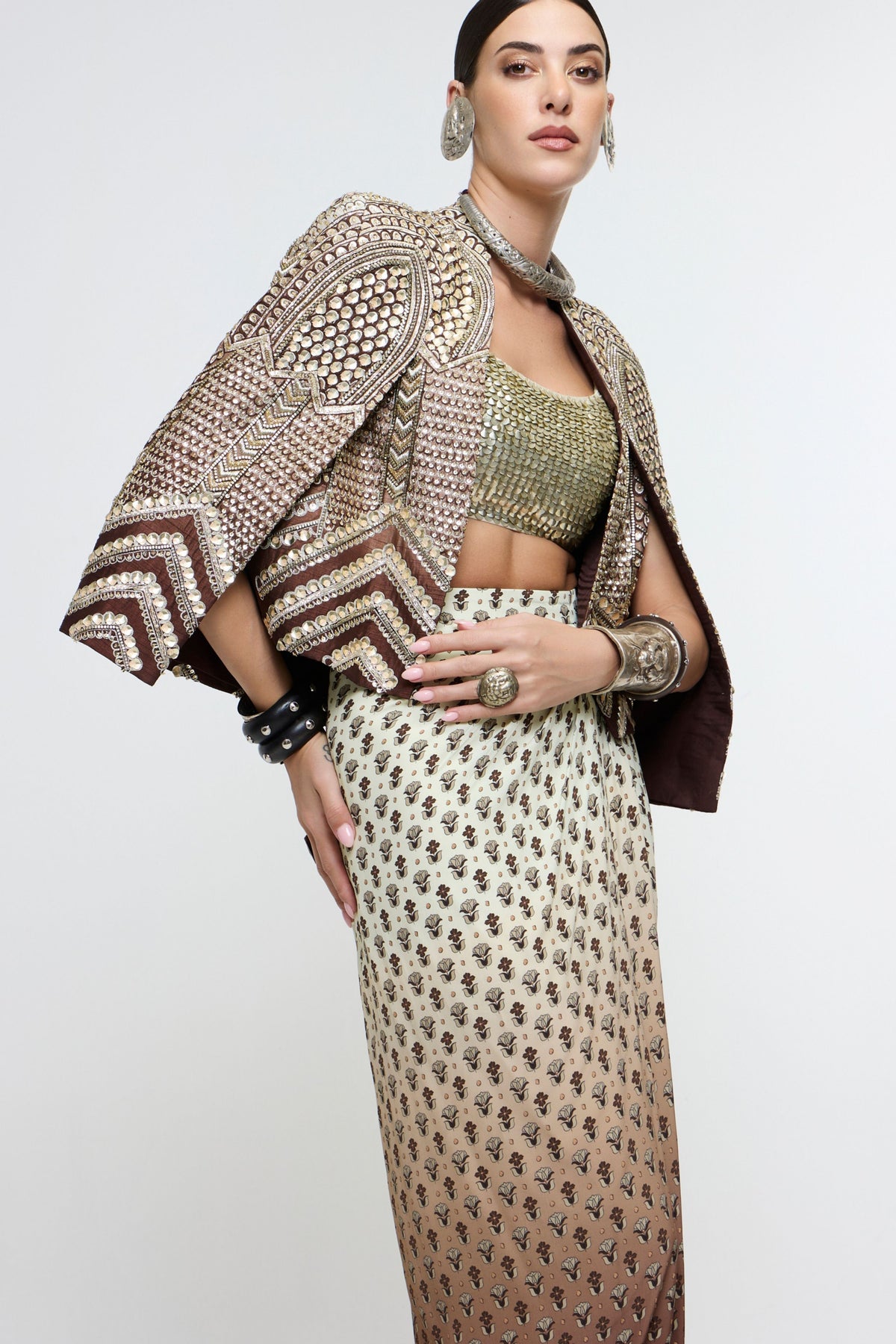Nazneen Cape Jacket Set