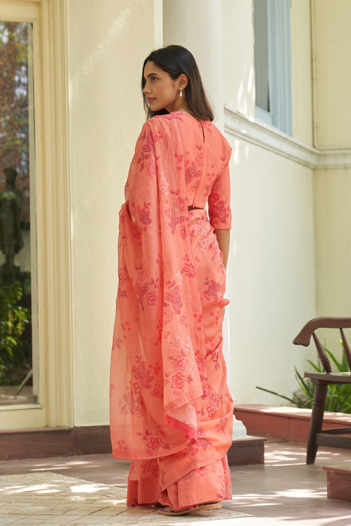 Hibiscus Floral Applique Saree