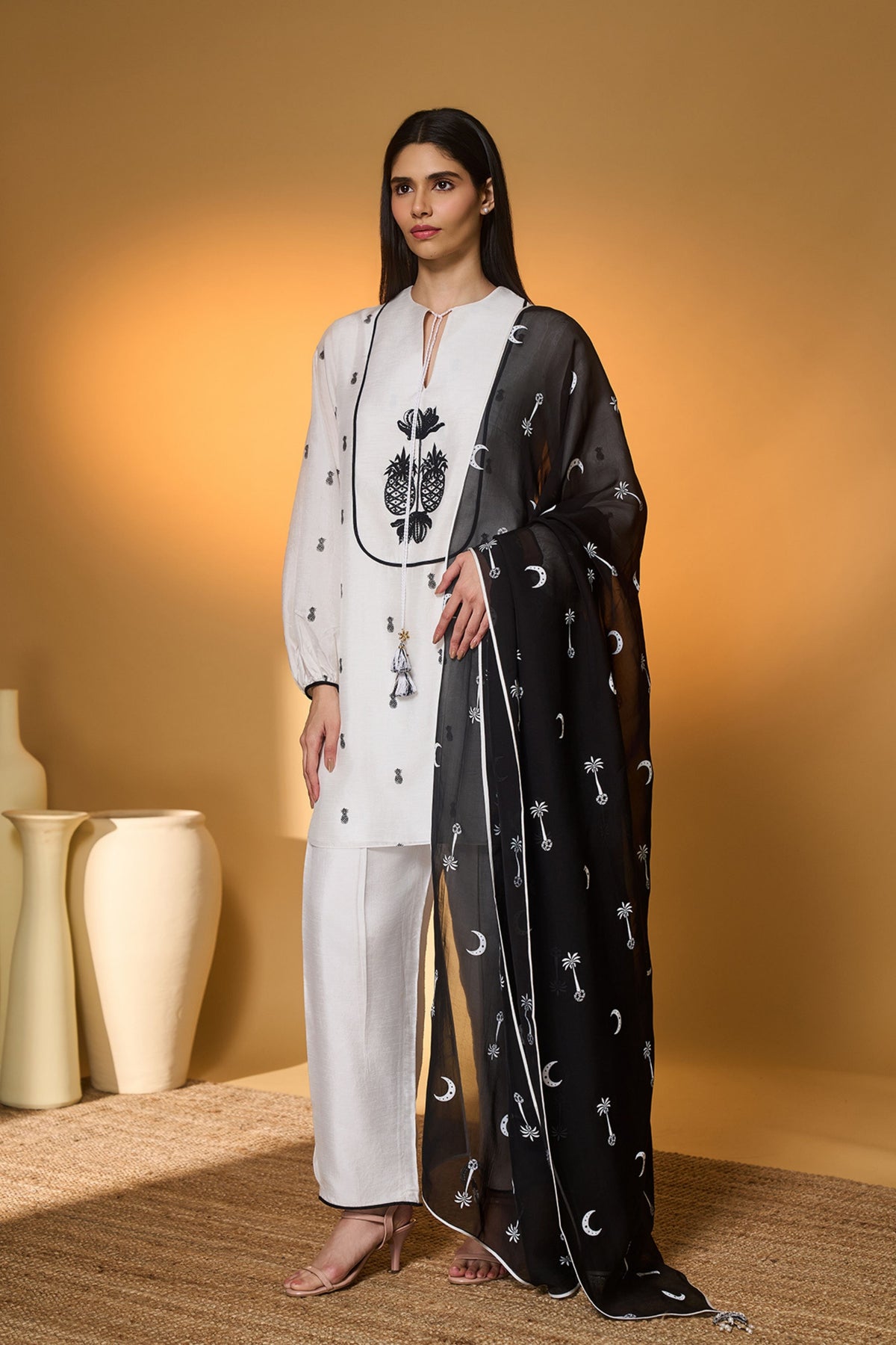 Ivory Pine-code Kurta Set