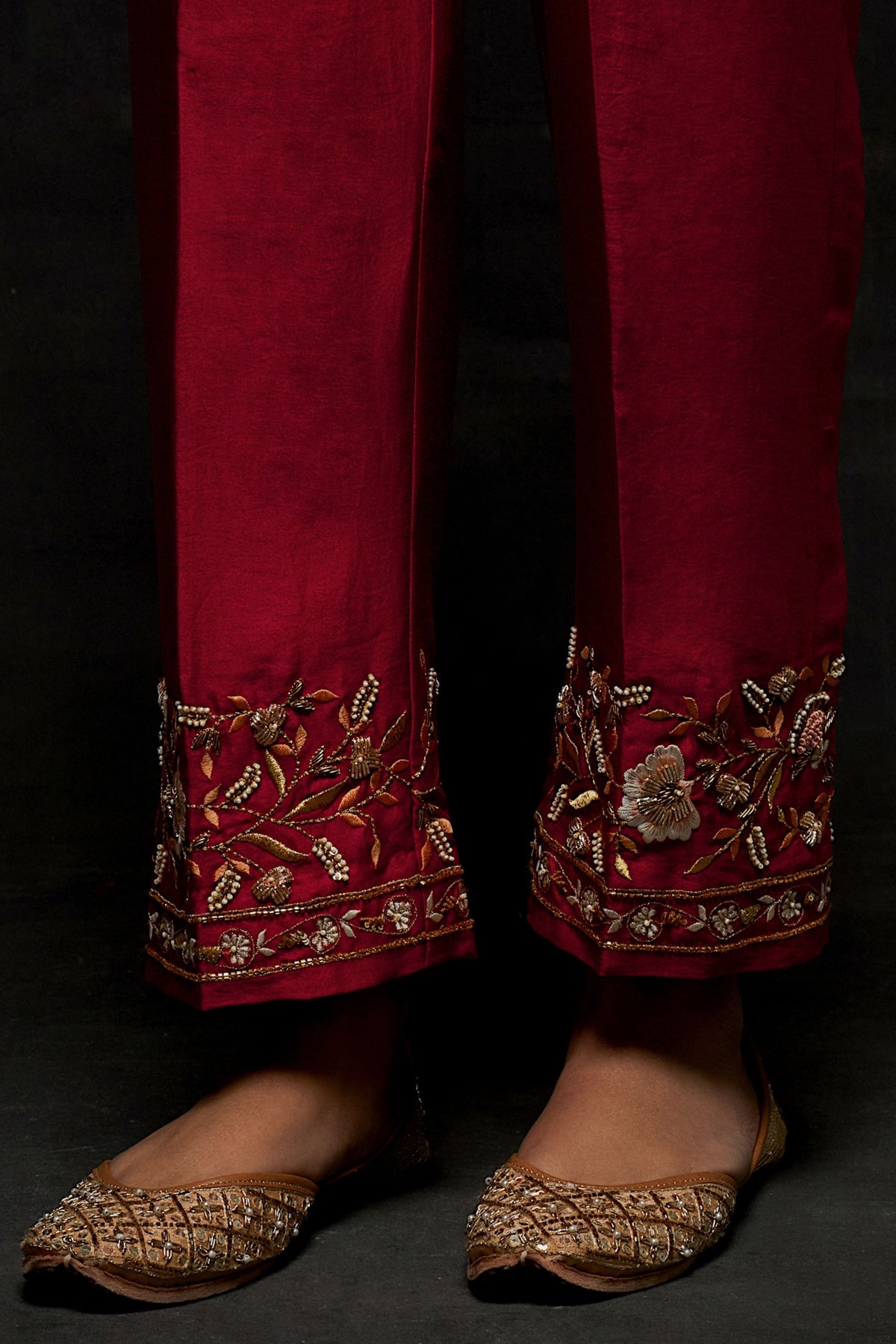 Red Placket Kurta Set