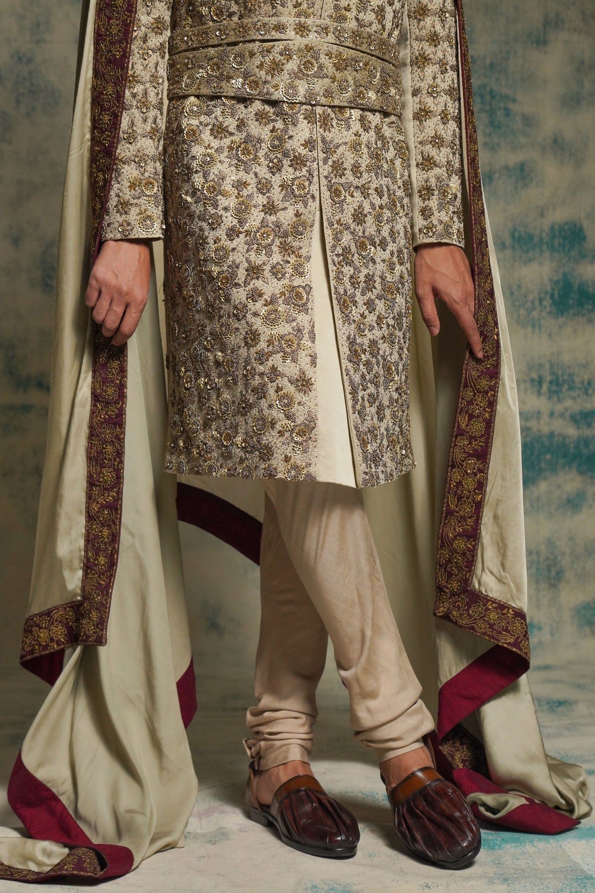 Sand Grey Sherwani Set