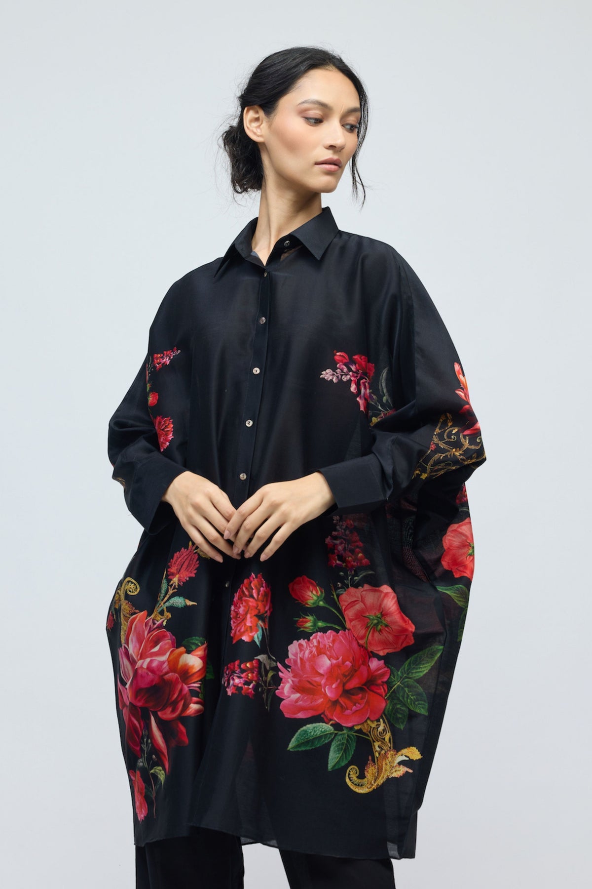 Floral Printed Chanderi Tunic