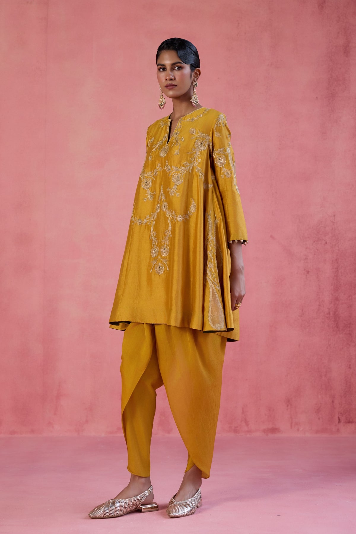 Nargis Mustard Dhoti Set